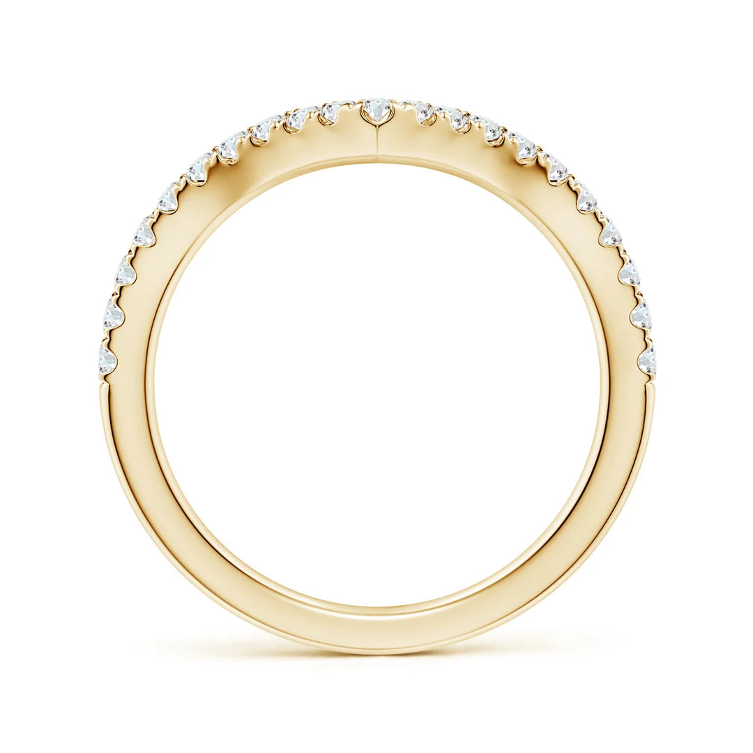 Center V-Shaped Diamond Wedding Ring, Lab-Grown