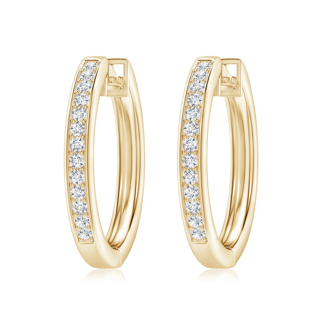 Diamond Hinged Hoop Earrings, Pave-Set