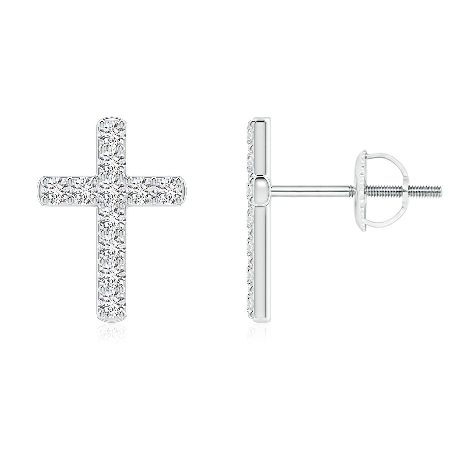 Cross Stud Earrings, Lab Diamond