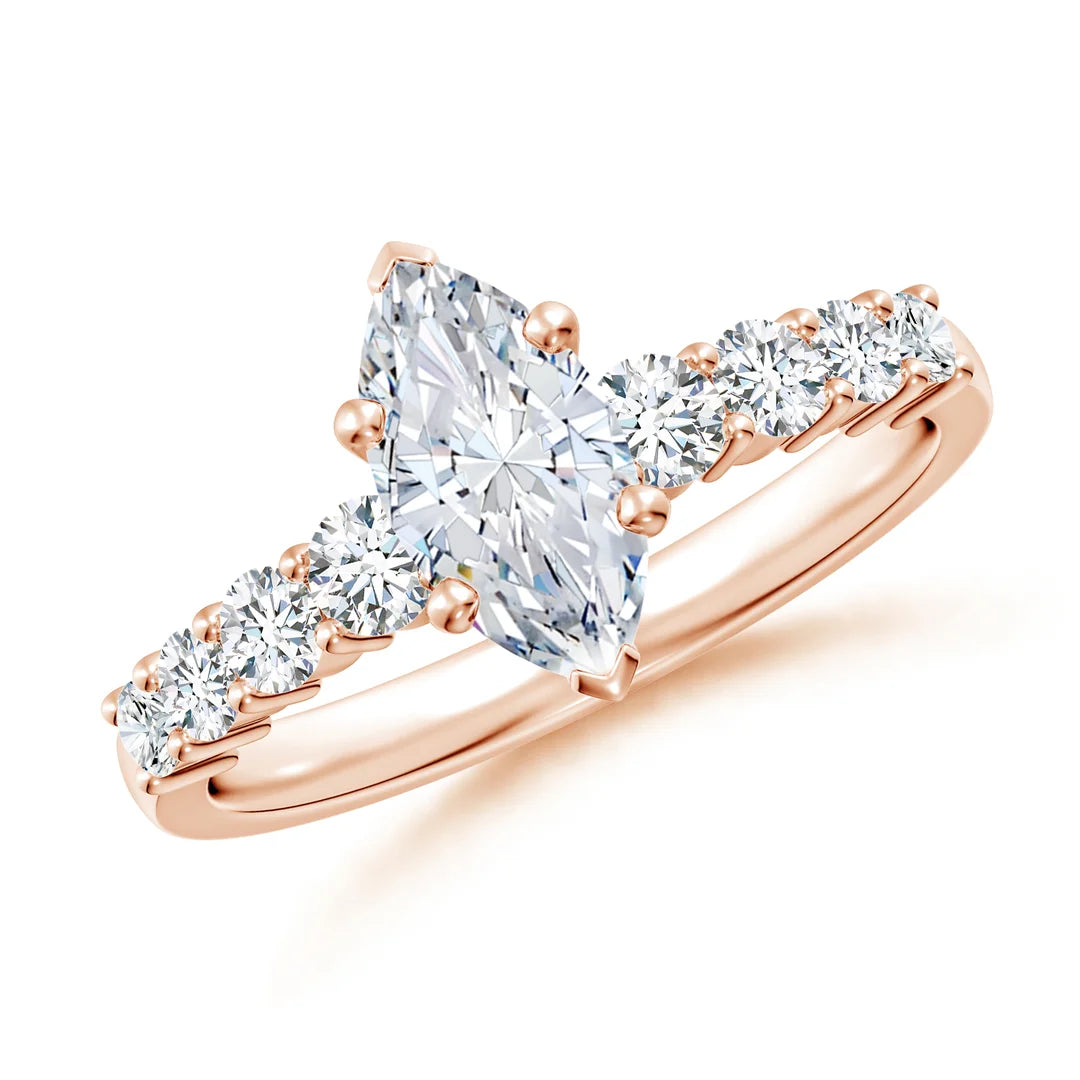 Solitaire Marquise Diamond Graduated Engagement Ring