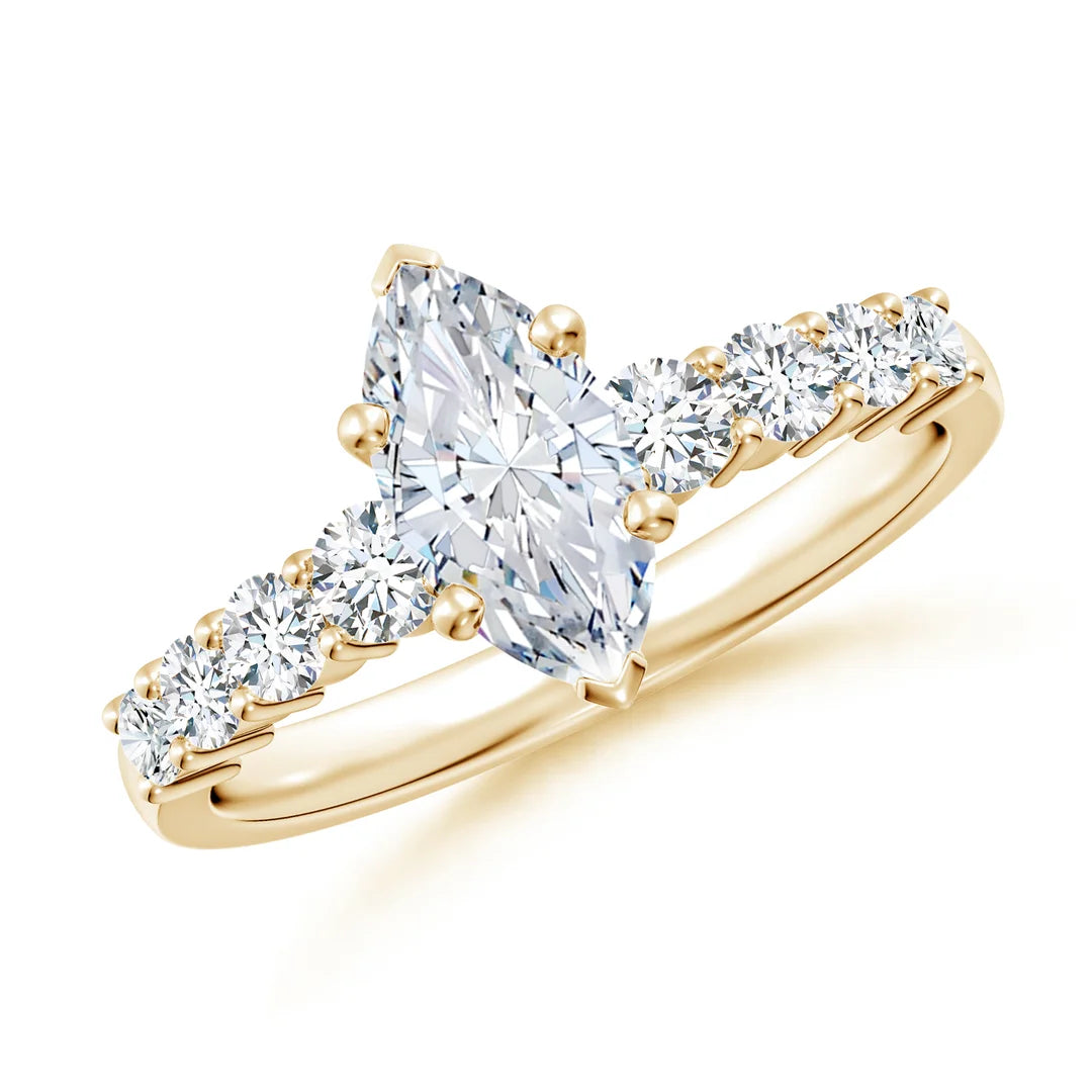 Solitaire Marquise Diamond Graduated Engagement Ring