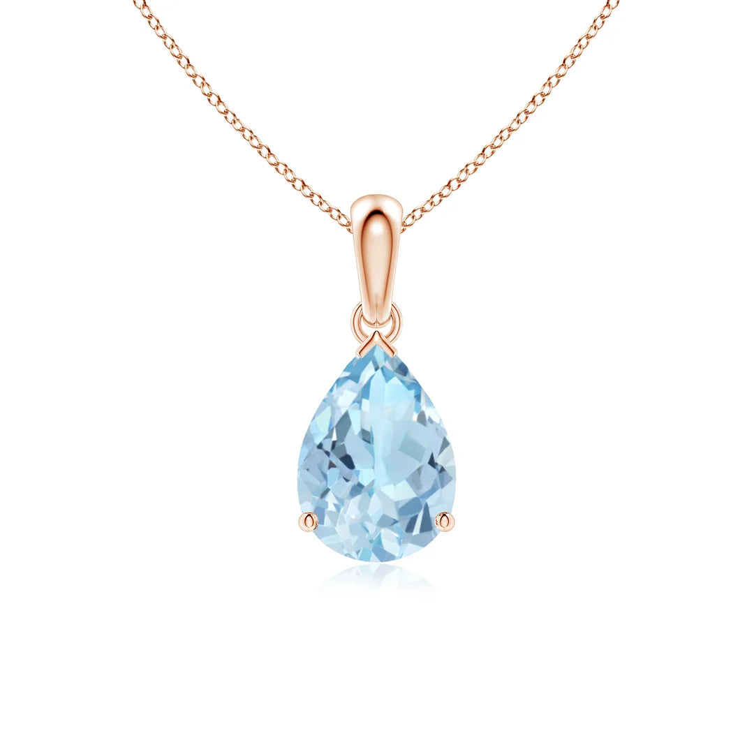 Aquamarine Pear-Shaped Solitaire Pendant
