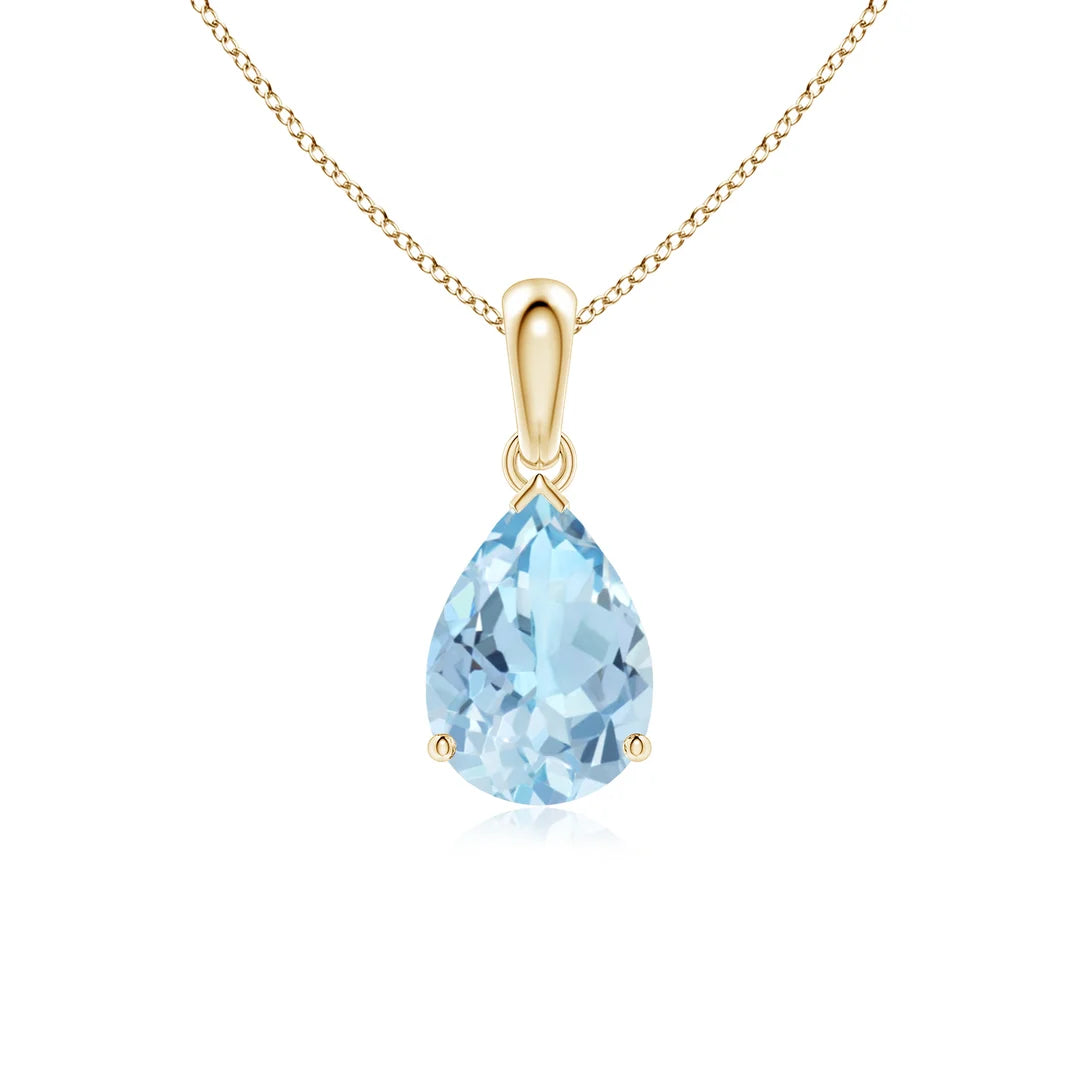 Aquamarine Pear-Shaped Solitaire Pendant