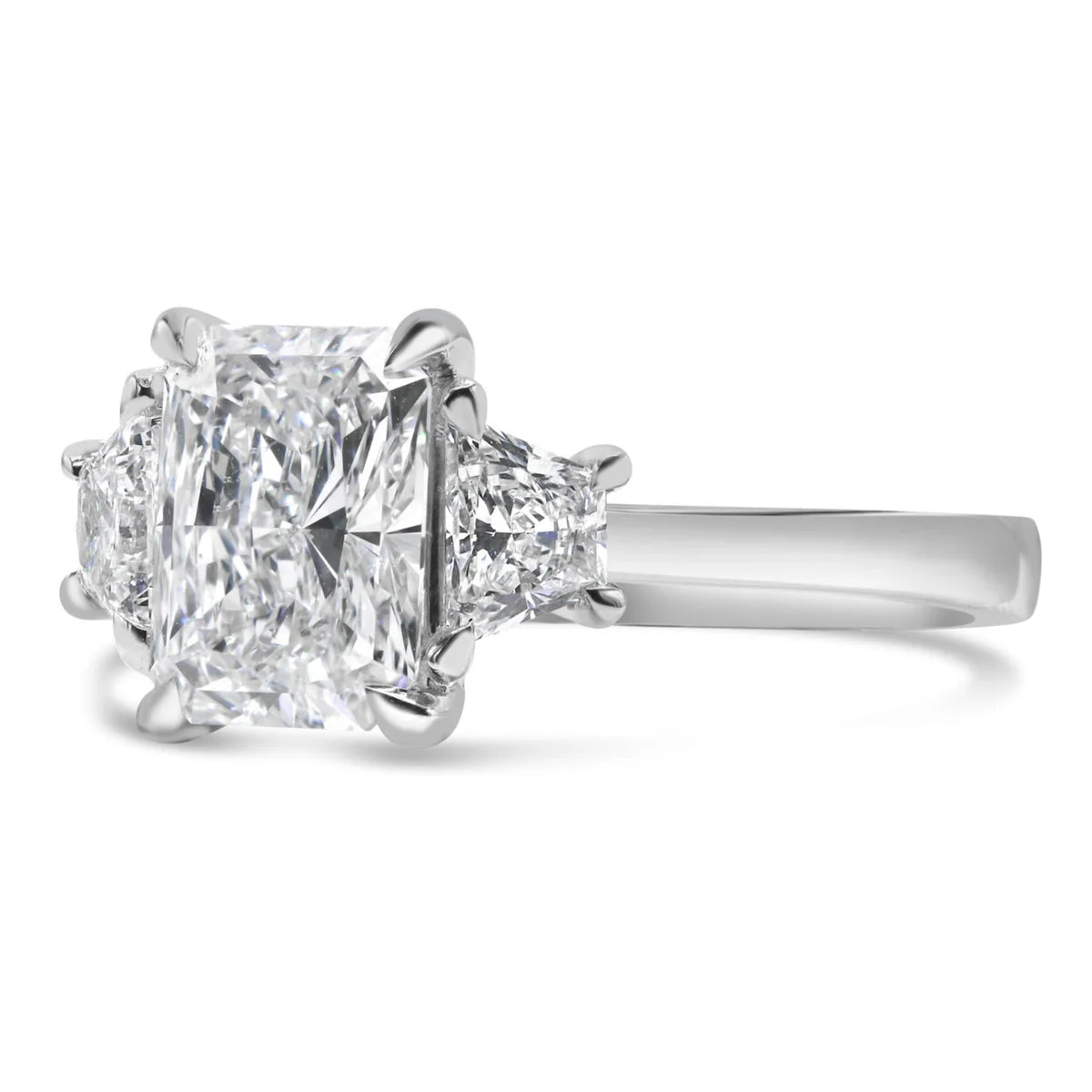 Radiant and Trapezoid Three Stone Ring
