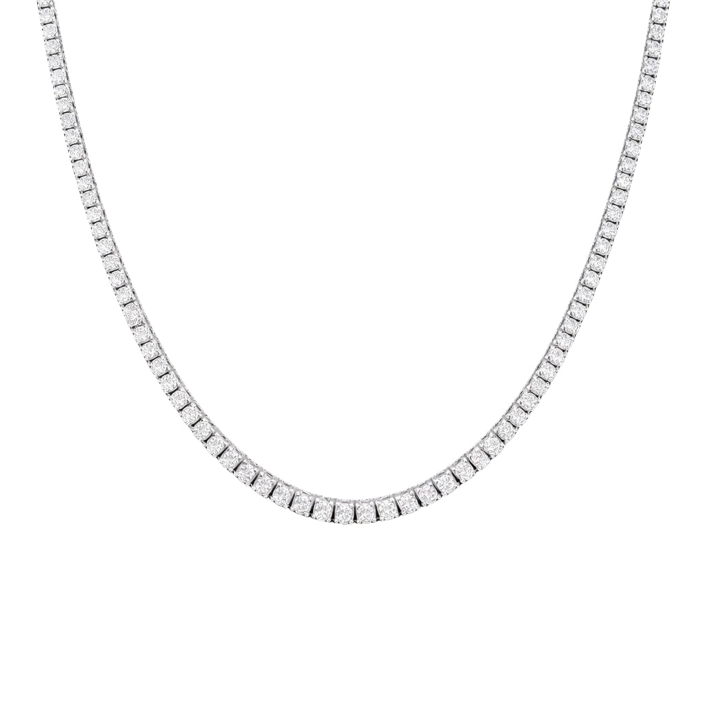 Diamond tennis necklace on a black background