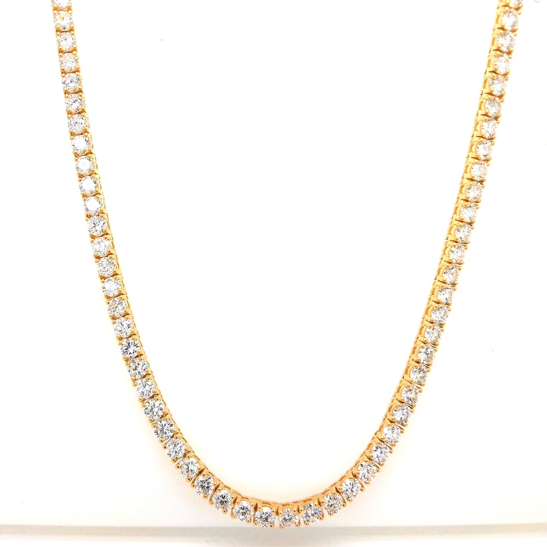 Round Diamond Tennis Necklace, 11.31 ct., 14K Yellow Gold, Lab Grown