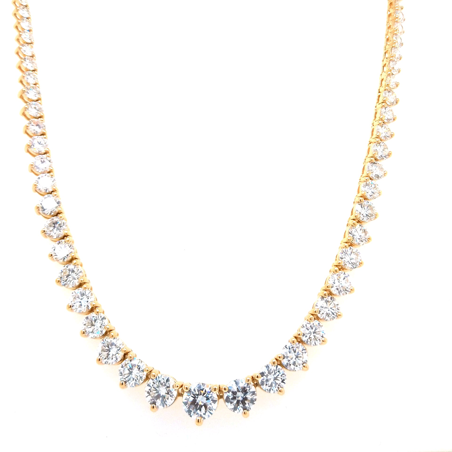 Round Diamond Riviera Necklace, 11.62 ct., 14K Yellow Gold