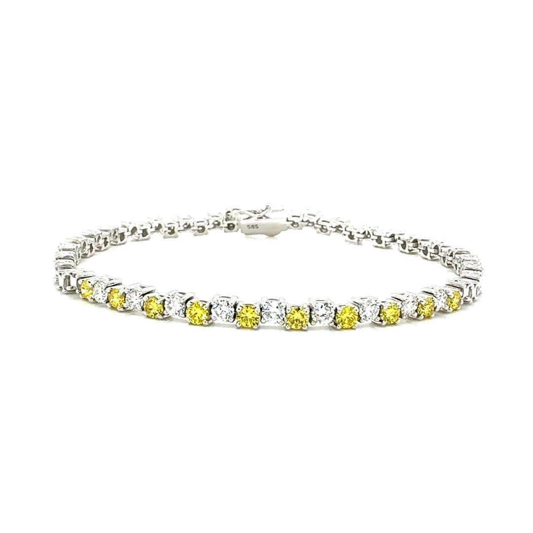 Yellow Round Diamond Fancy Bracelet, 1.27 ct., 14K White Gold