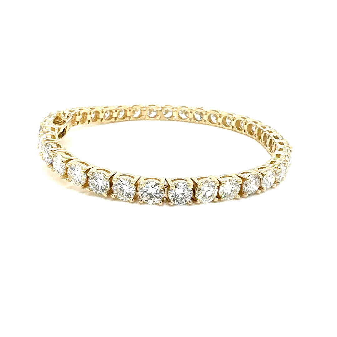 Round Diamond Tennis Bracelet, 12.3 ct., 14K Yellow Gold, Lab Grown