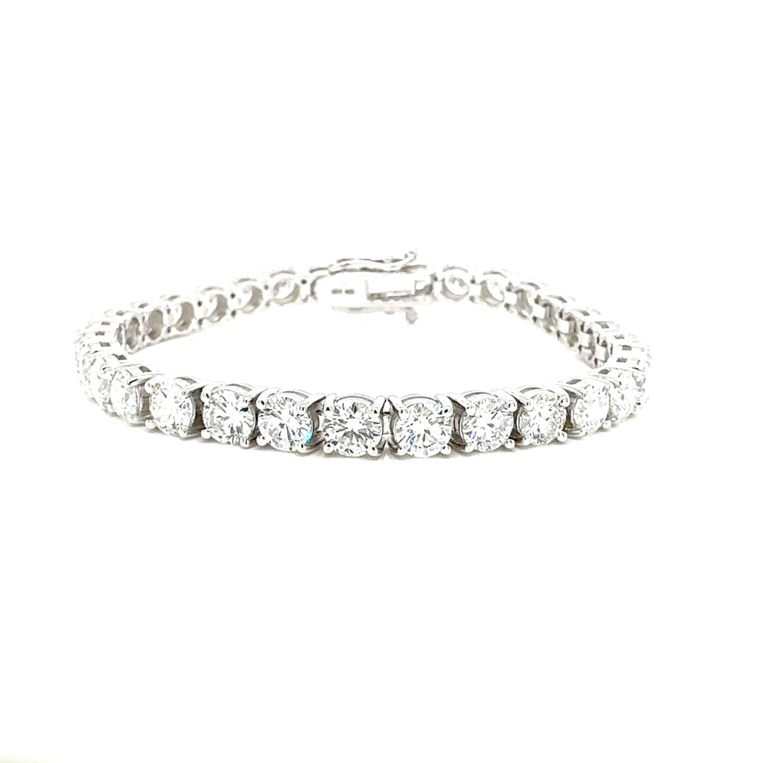 Round Diamond Tennis Bracelet, 14.62 ct., 14K White Gold, Lab Grown