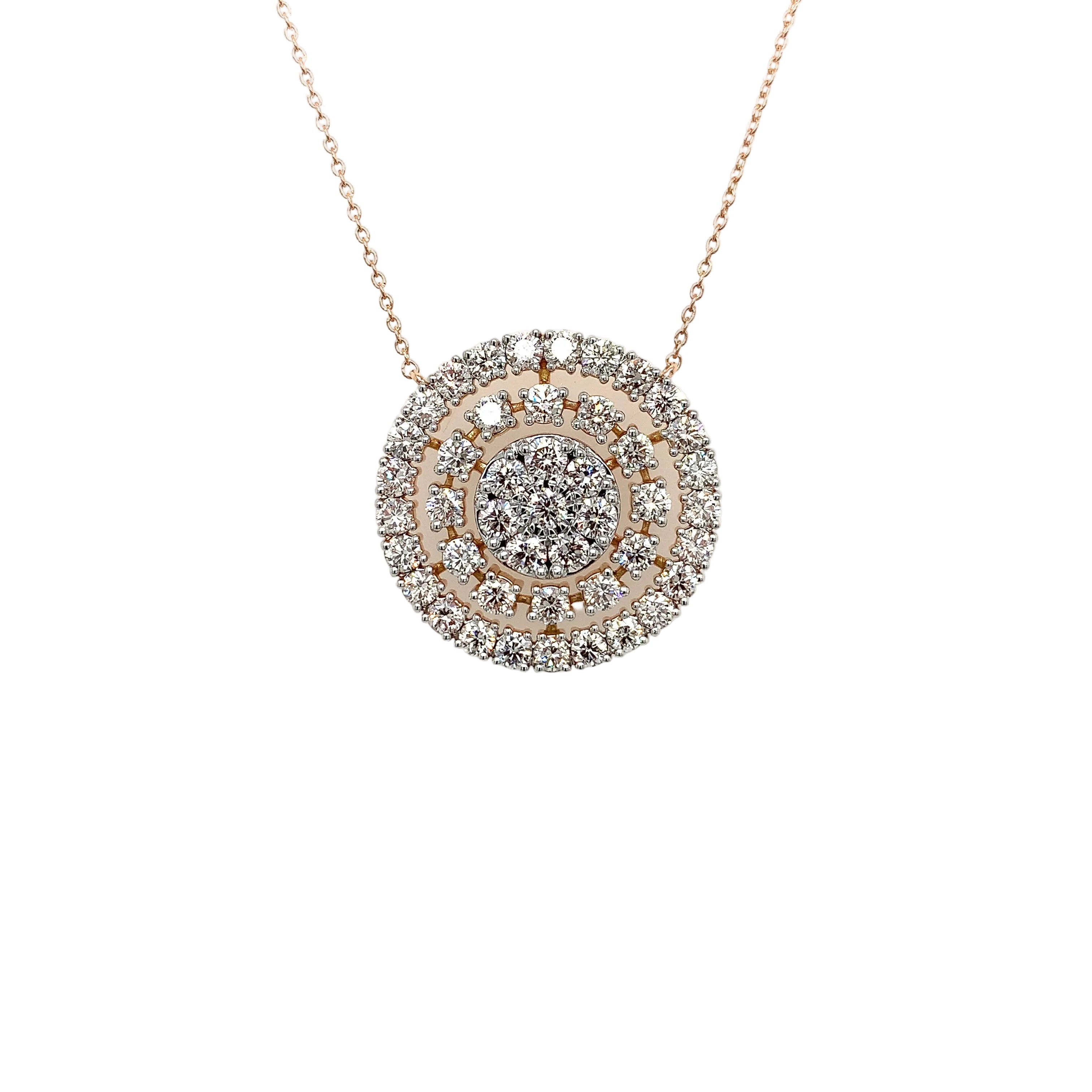 Round Diamond Fancy Pendant, 2.92 ct., 14K Rose Gold, Lab Grown