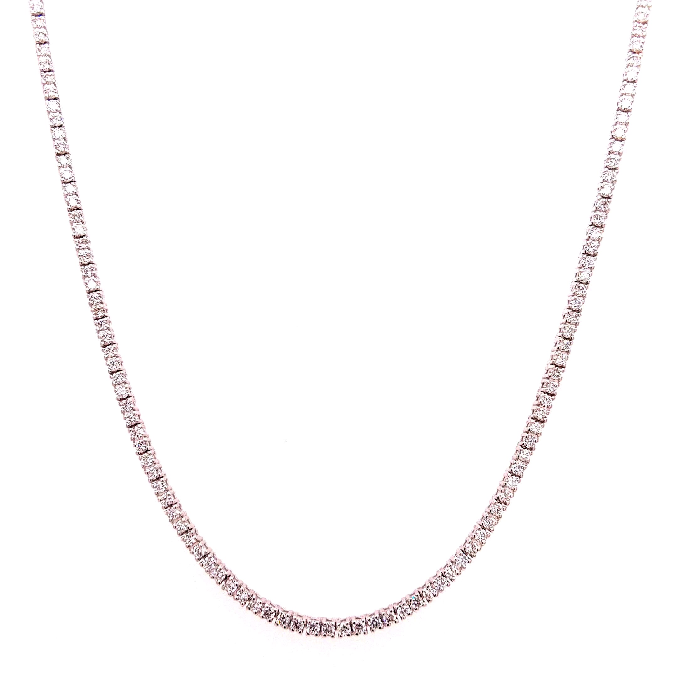 Round Diamond Tennis Necklace, 7.52 ct., 14K White Gold, Lab Grown