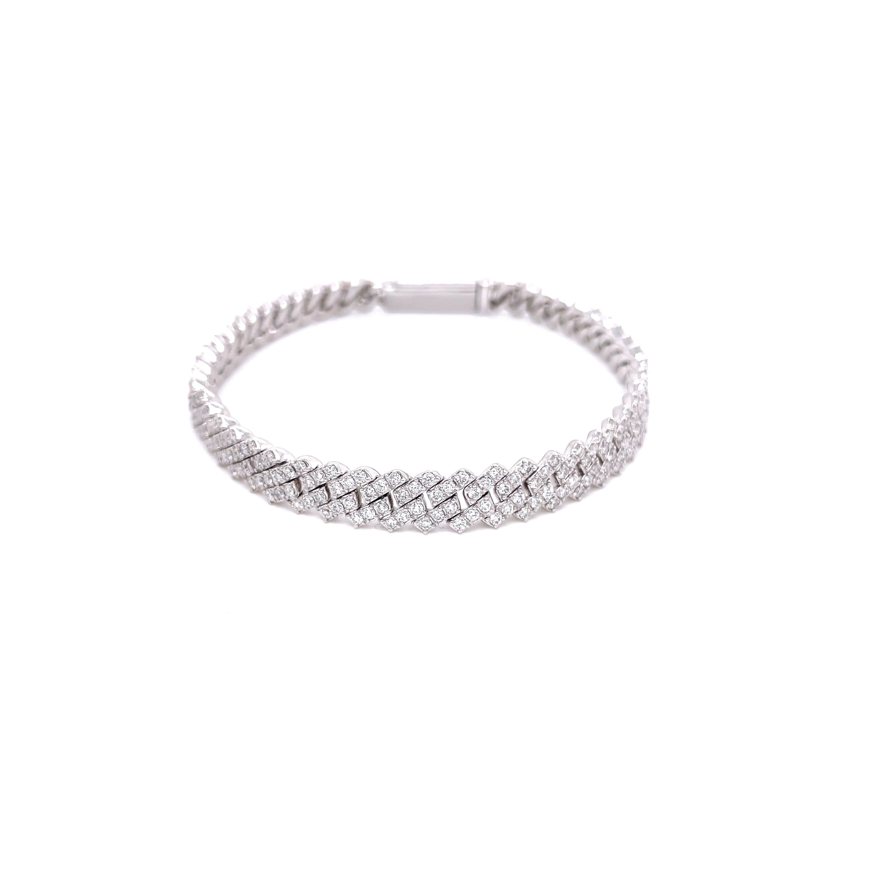 Round Diamond Silver Bracelet, 6.85 ct., Lab Grown
