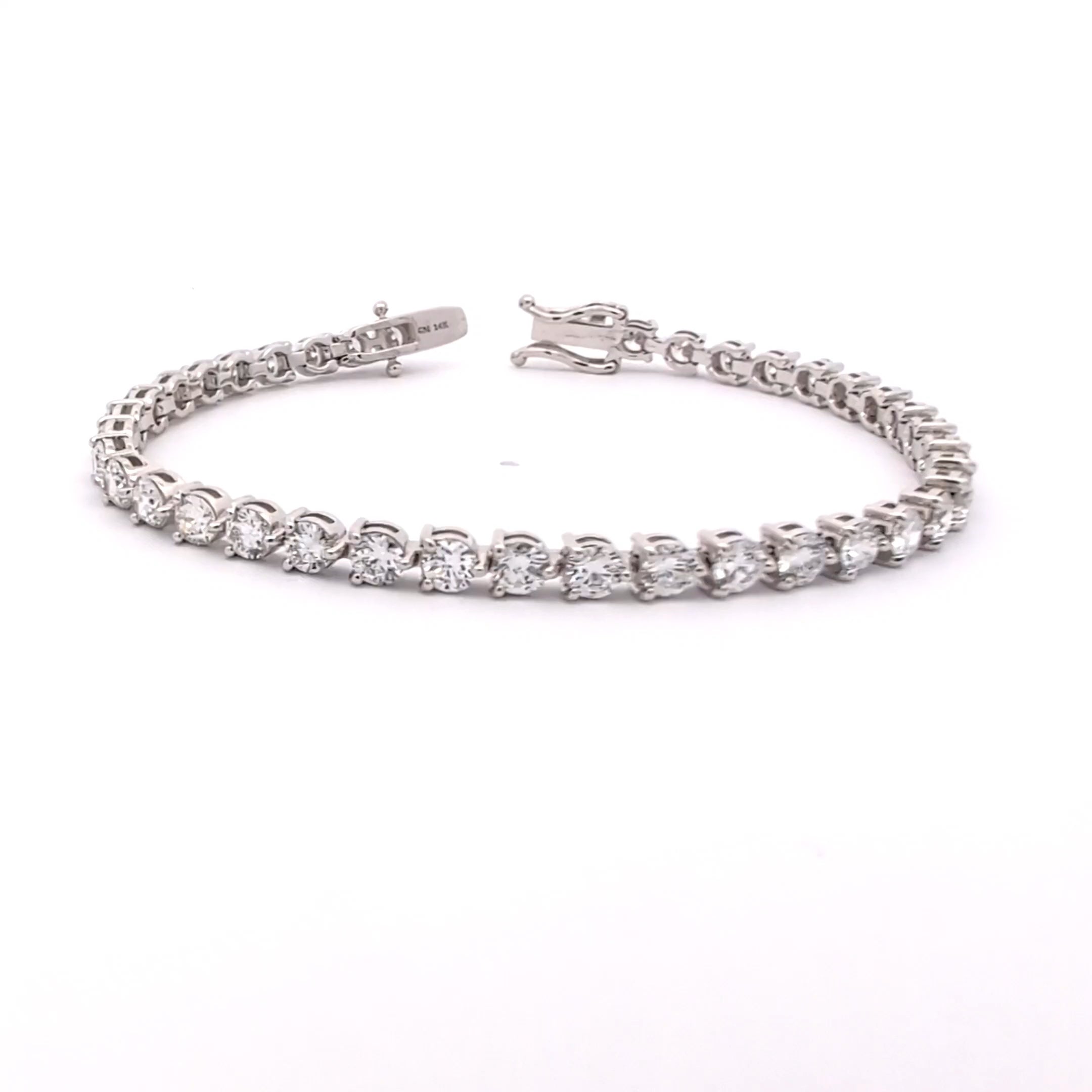 Round Diamond Tennis Bracelet, 7.07 ct., 14K White Gold, Lab Grown