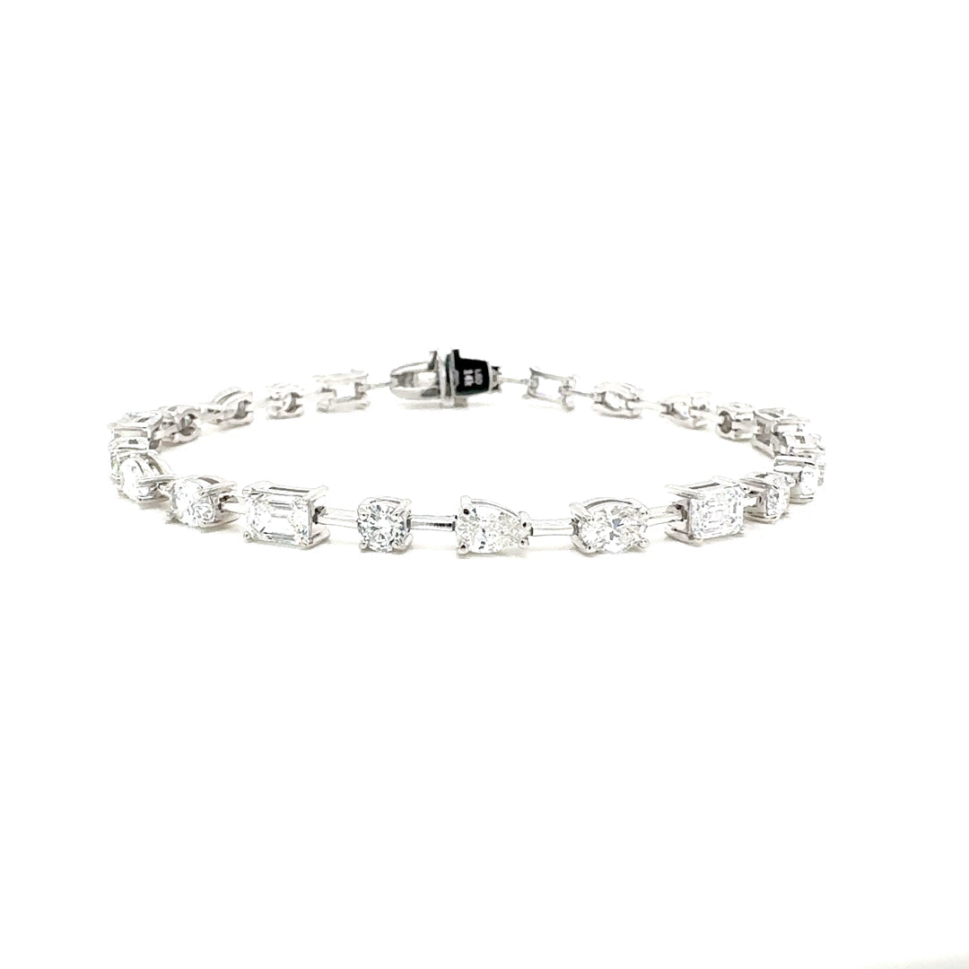 Multi Shape Diamond Tennis Bracelet, 7.70 ct., 14K White Gold, Lab Grown