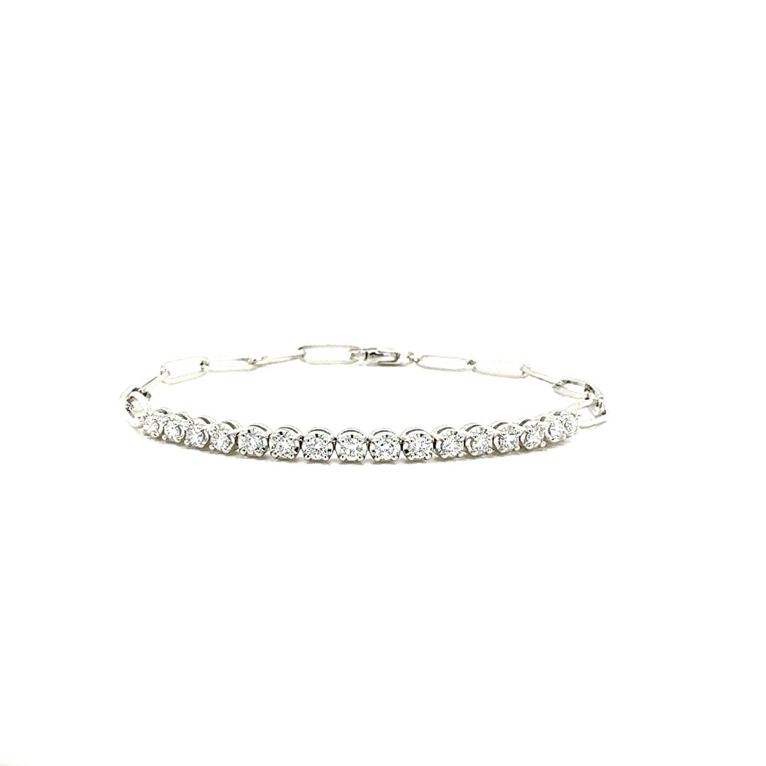 Round Diamond Paper Clip Bracelet, 0.54 ct., 14K White Gold, Lab Grown