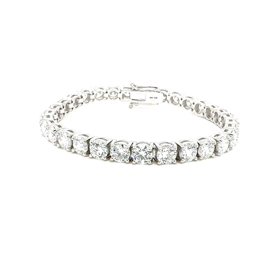 Round Diamond Tennis Bracelet, 17.42 ct., 14K White Gold, Lab Grown