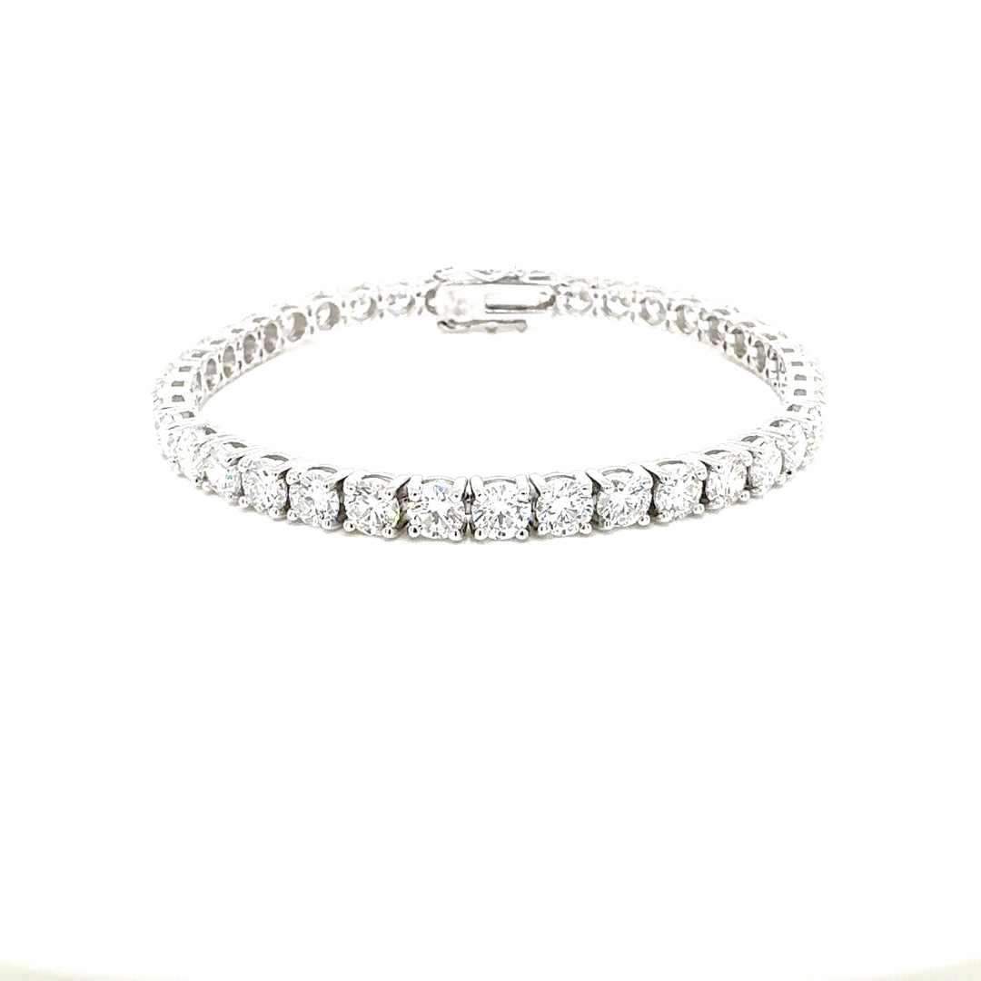 Round Diamond Tennis Bracelet, 11.22 ct., 14K White Gold