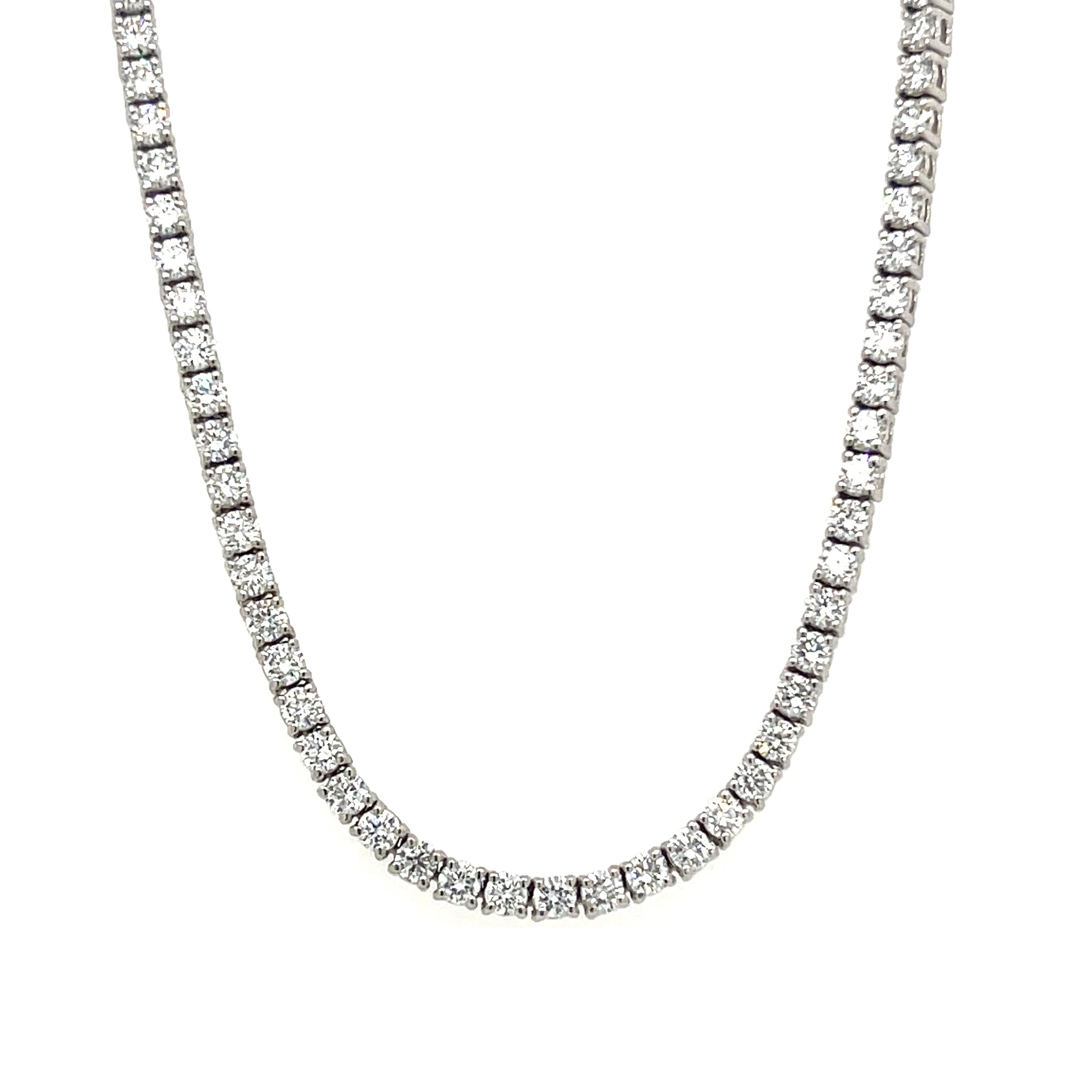 Round Diamond Tennis Necklace, 5.44 ct., 14K White Gold, Lab Grown