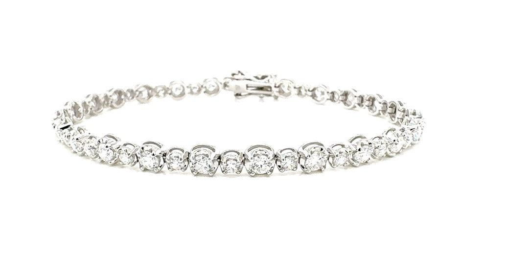 Round Diamond Bracelet, 3.86 ct., 14K White Gold, Lab Grown