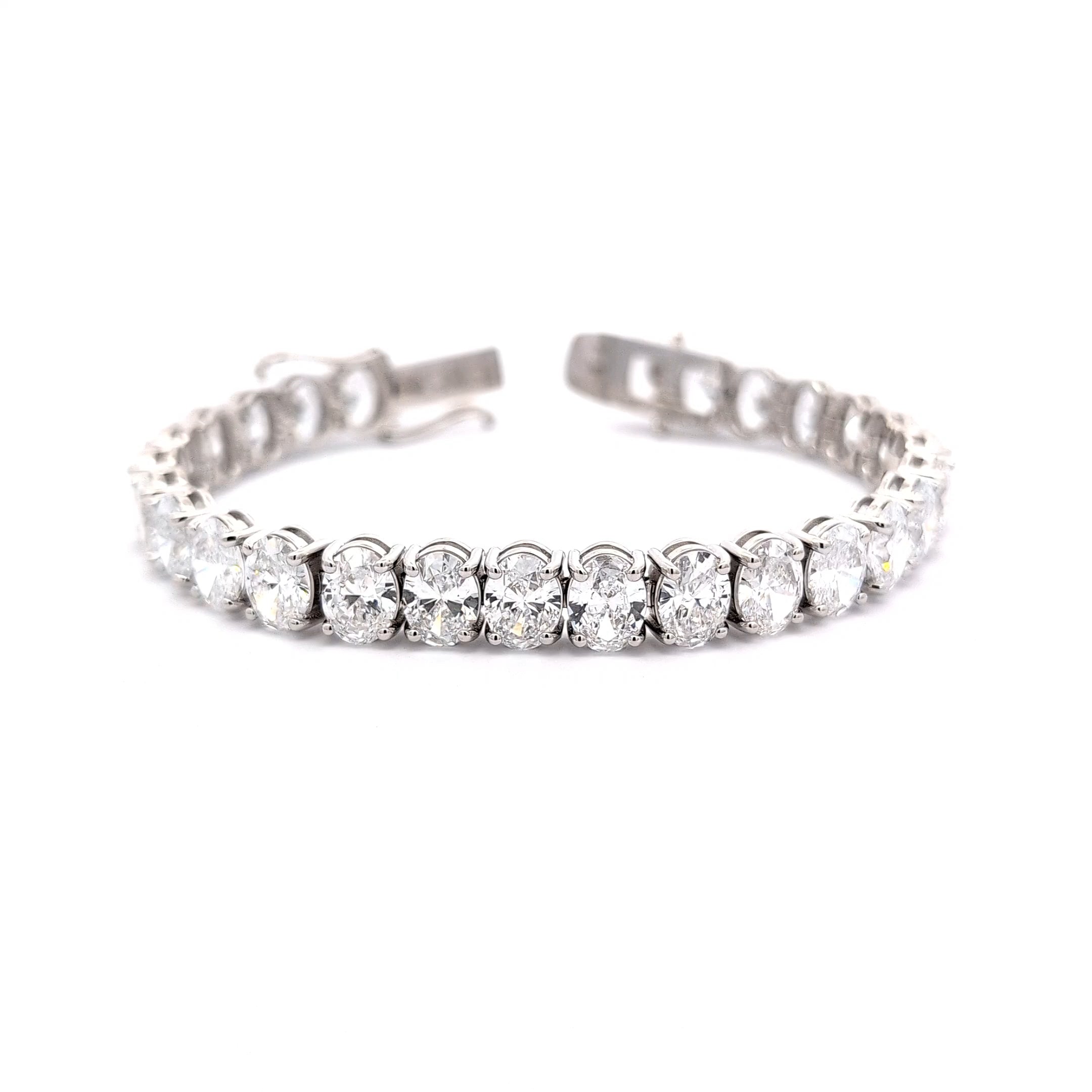 Oval Diamond Tennis Bracelet, 29.55 ct., 14K White Gold