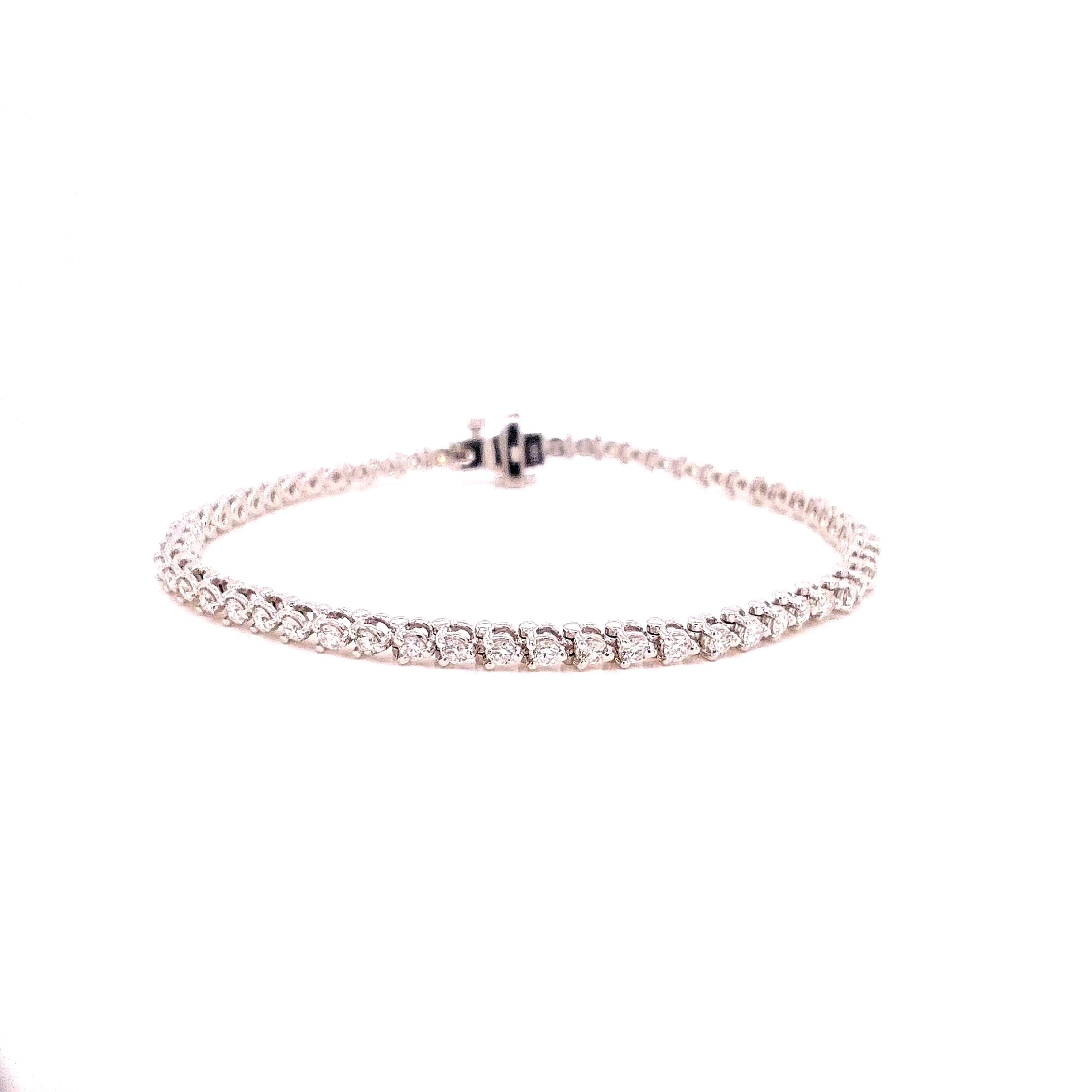 Round Diamond Tennis Bracelet, 3.02 ct., 14K White Gold, Lab Grown