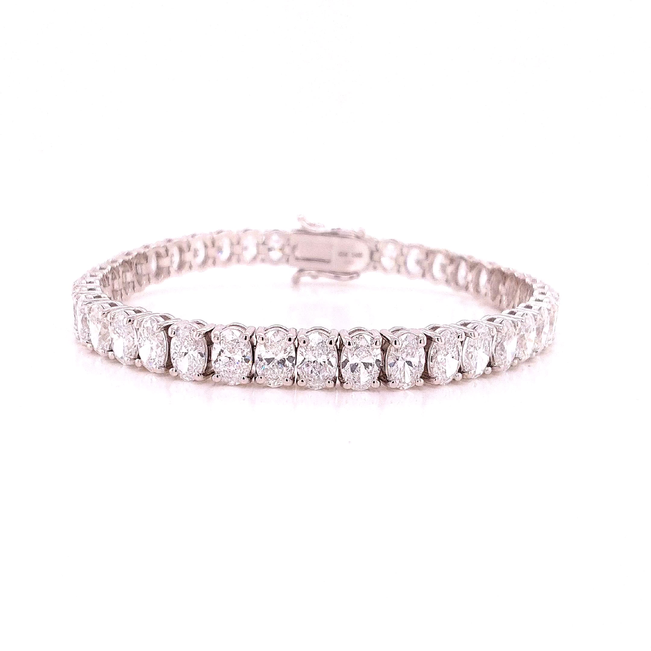 Oval Diamond Tennis Bracelet, 16.65 ct., 14K White Gold, Lab Grown