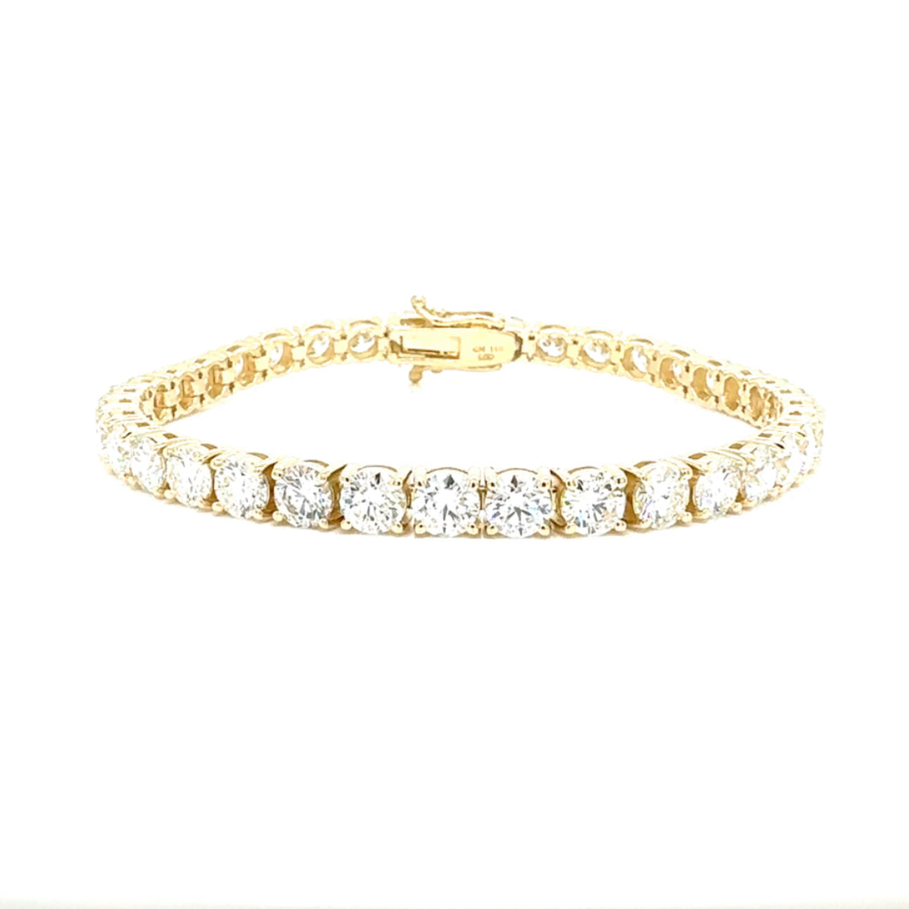 Round Diamond Tennis Bracelet, 12.47 ct., 14K Yellow Gold, Lab Grown