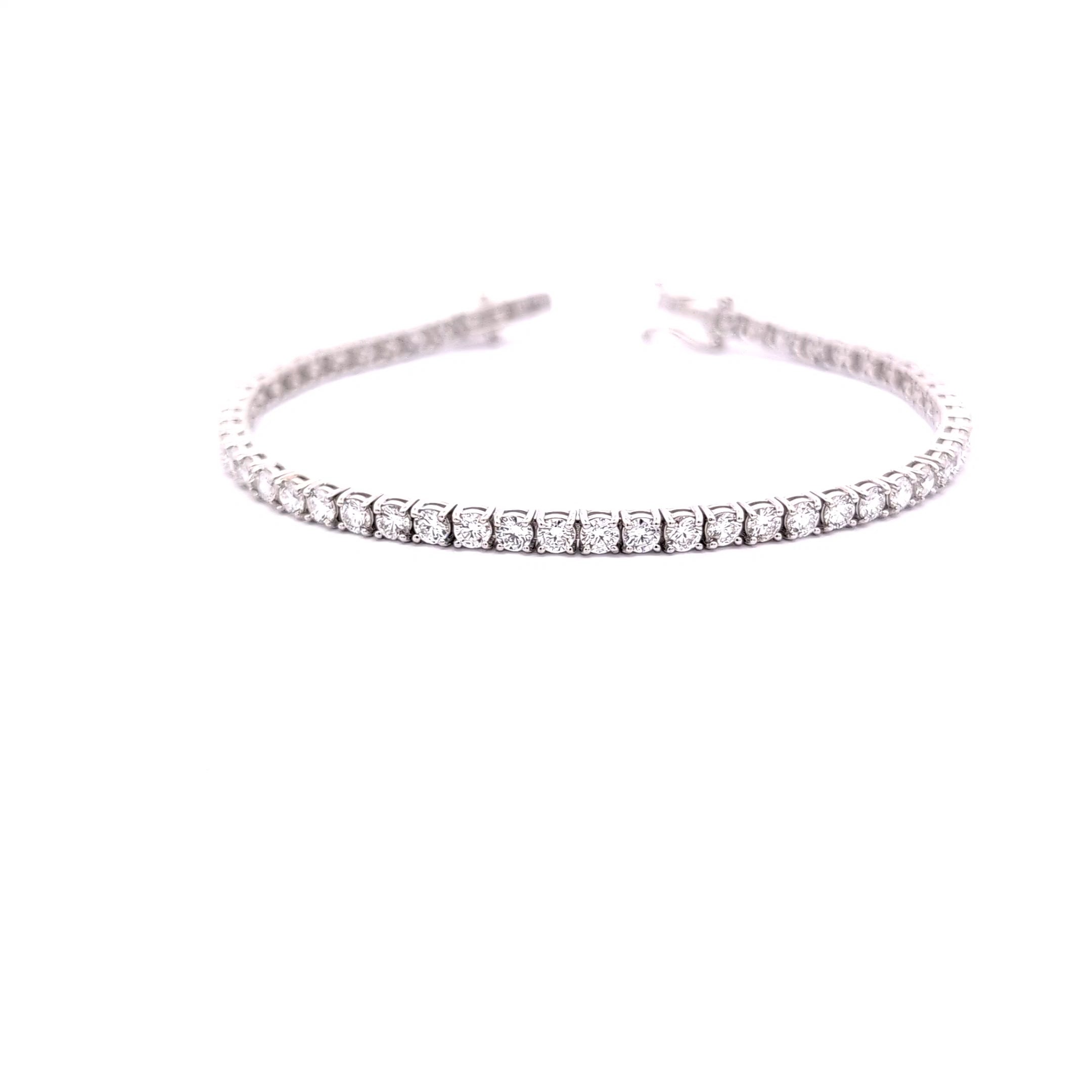Round Diamond Tennis Bracelet, 5.25 ct., 14K White Gold, Lab Grown