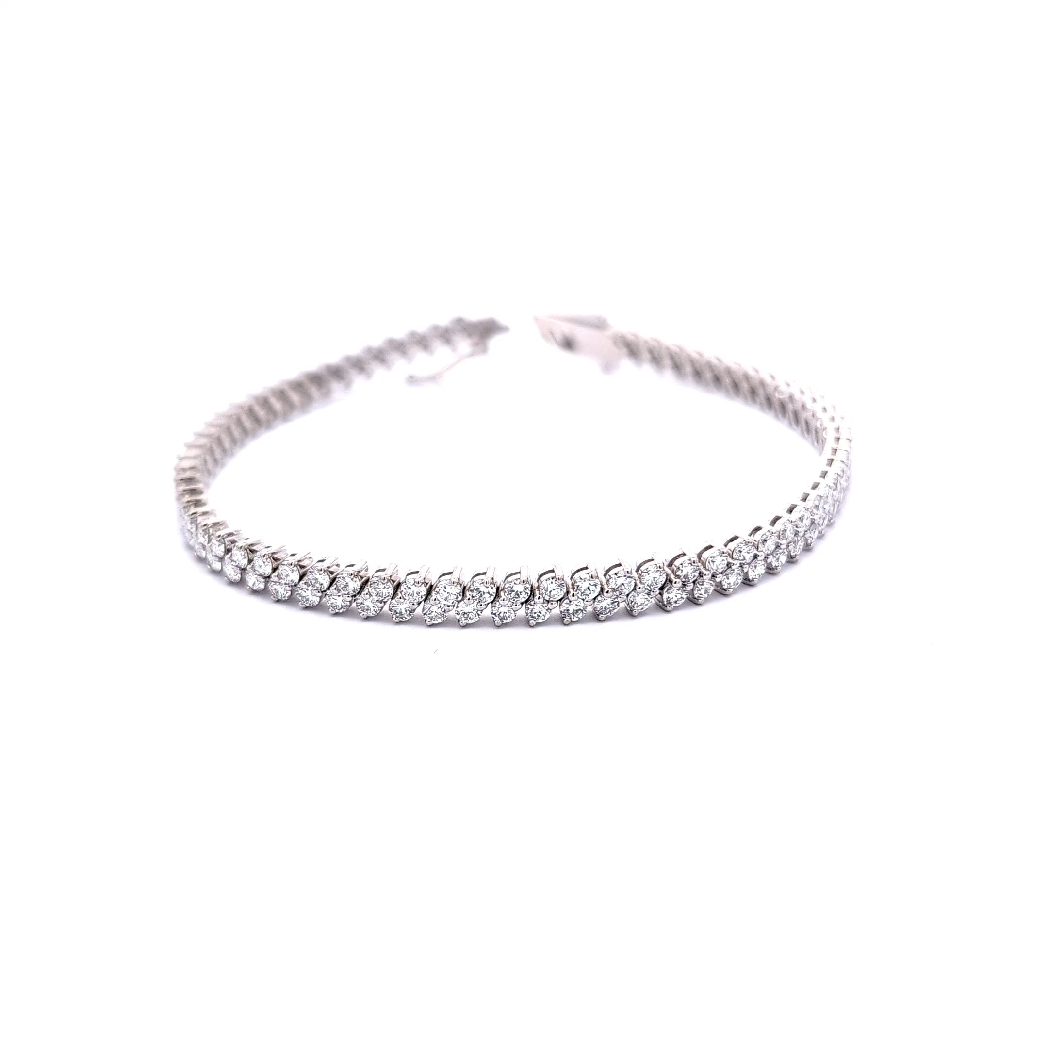 Round Diamond Tennis Bracelet, 4.57 ct., 14K White Gold, Lab Grown