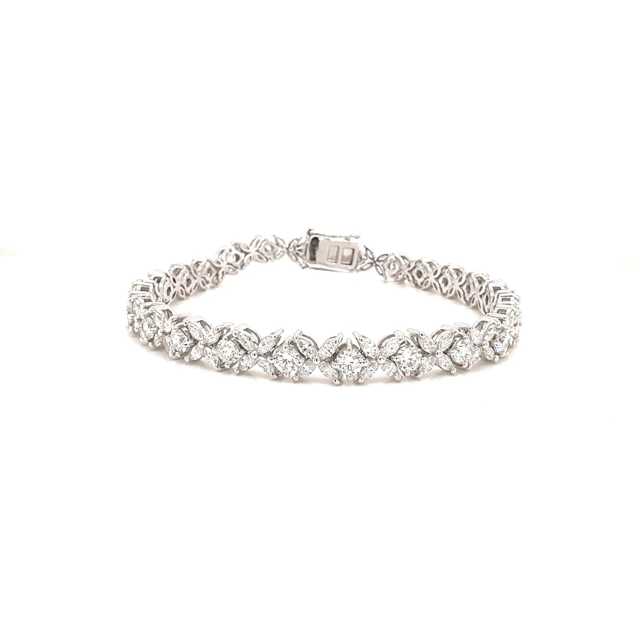 Marquise & Round Diamond Bracelet, 5.80 ct., 14K White Gold, Lab Grown
