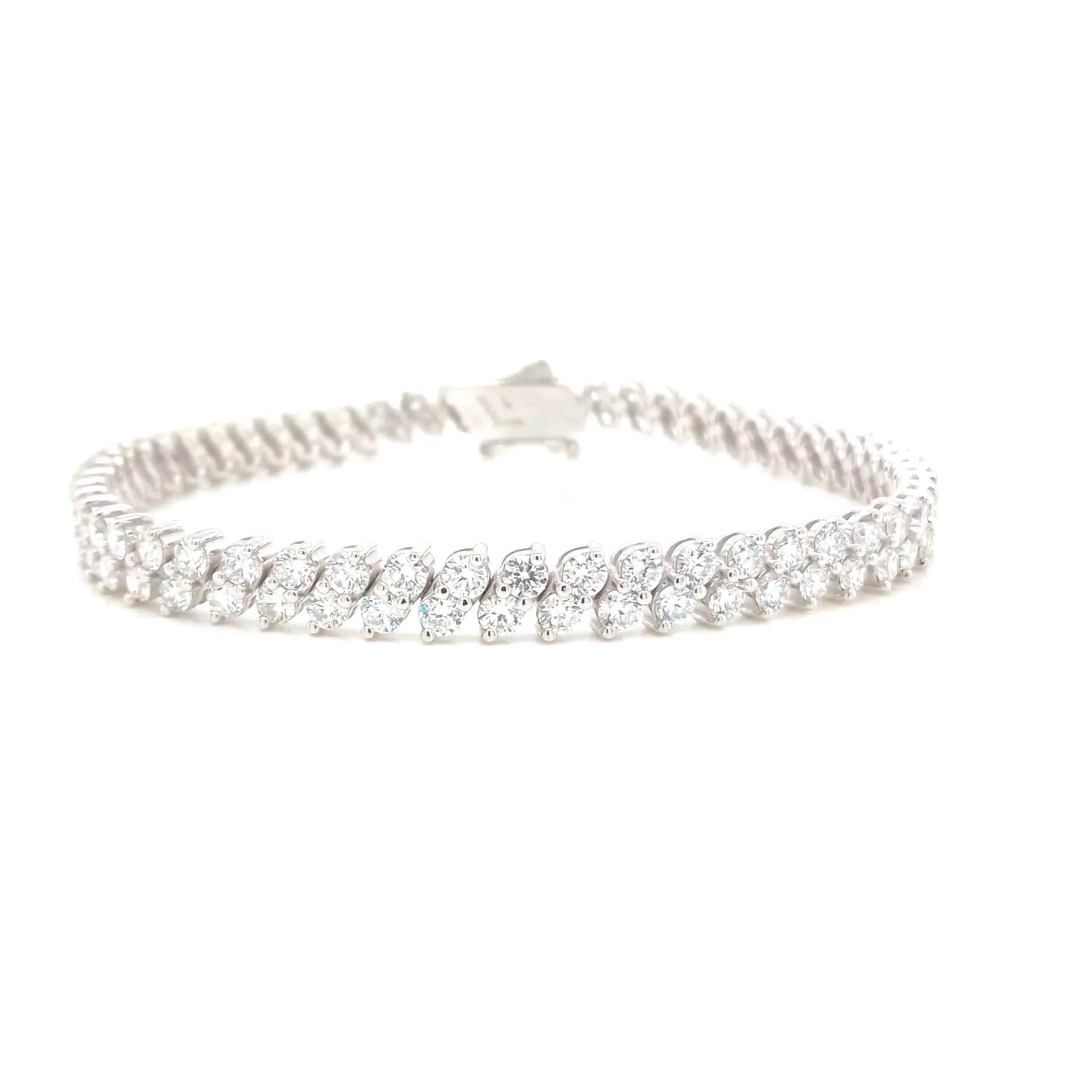 Round Diamond Tennis Bracelet, 6.47 ct., 14K White Gold, Lab Grown
