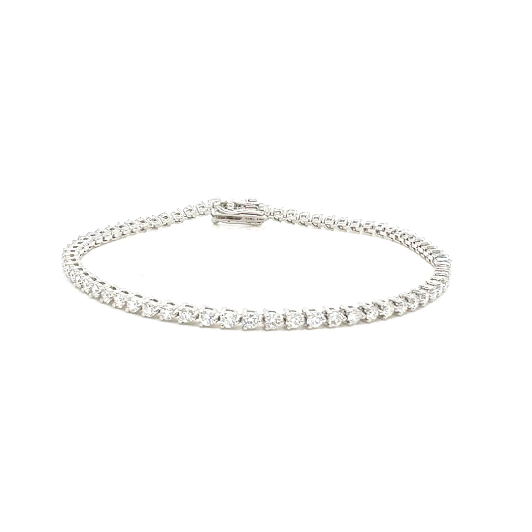 Round Diamond Tennis Bracelet, 2 ct., 14K White Gold, Lab Grown