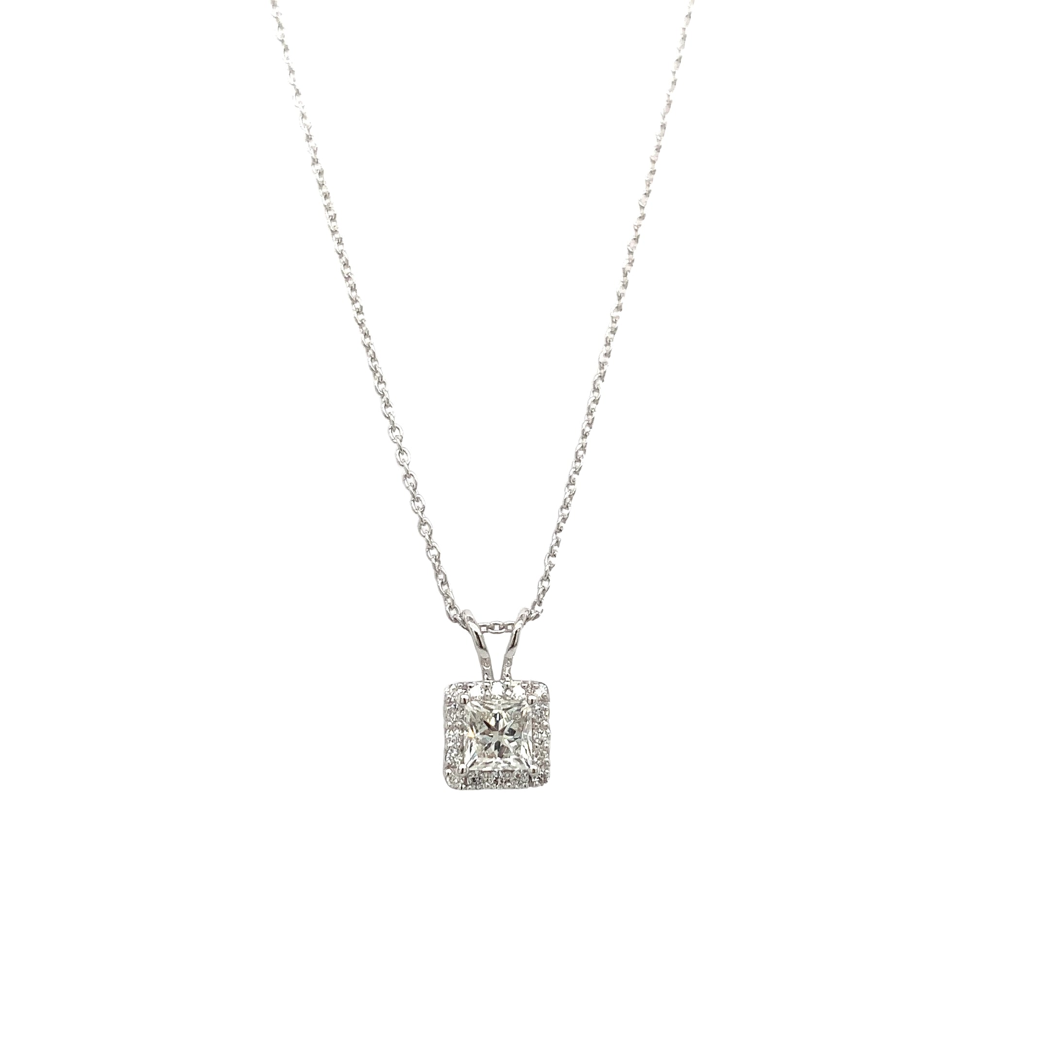 Princess-Cut Diamond Pendant, 0.56 ct., 14K White Gold, Lab Grown