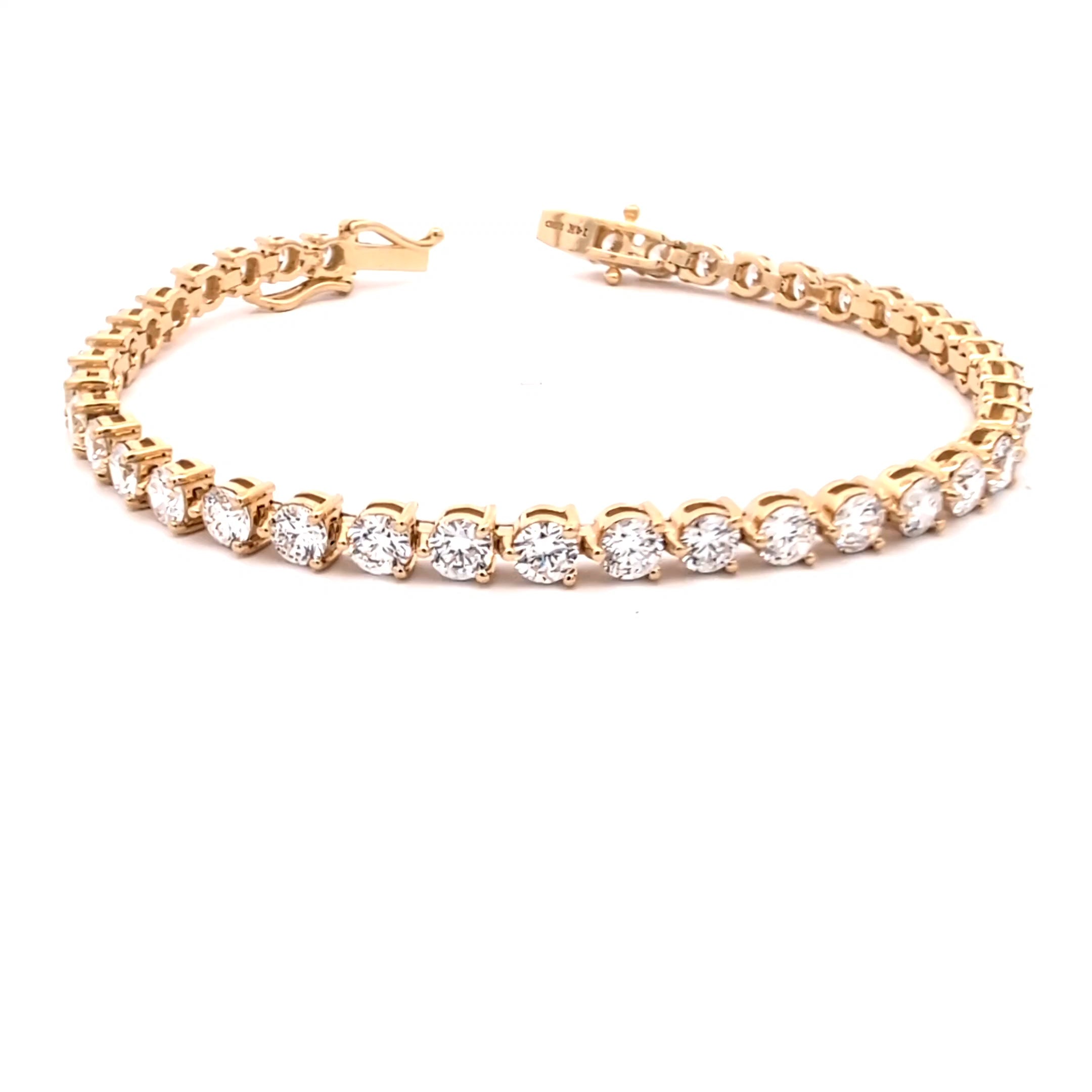 Round Diamond Tennis Bracelet, 7.22 ct., 14K Yellow Gold, Lab-Grown