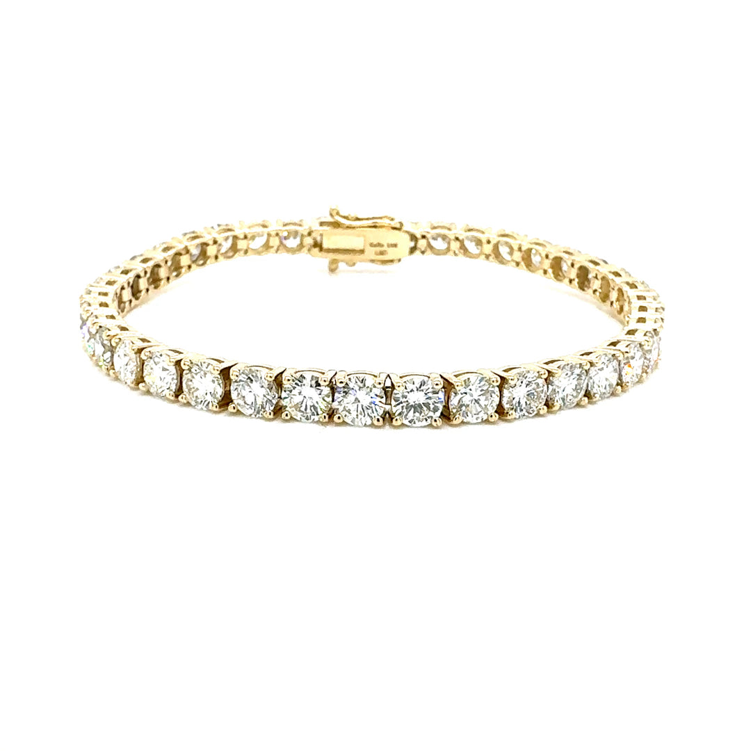 Round Diamond Tennis Bracelet, 10.71 ct., 14K Yellow Gold, Lab Grown