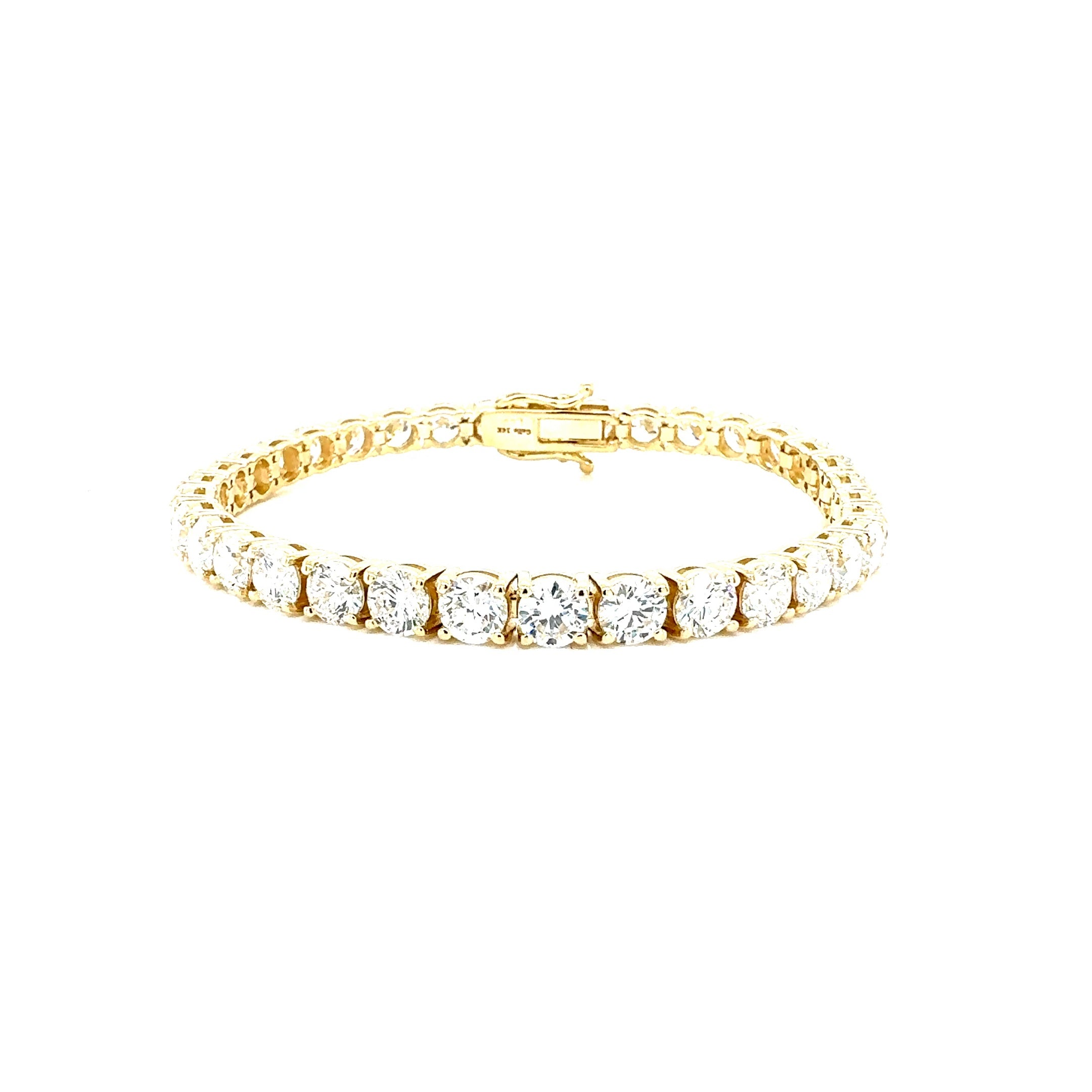Round Diamond Tennis Bracelet, 15 ct., 14K Yellow Gold, Lab Grown