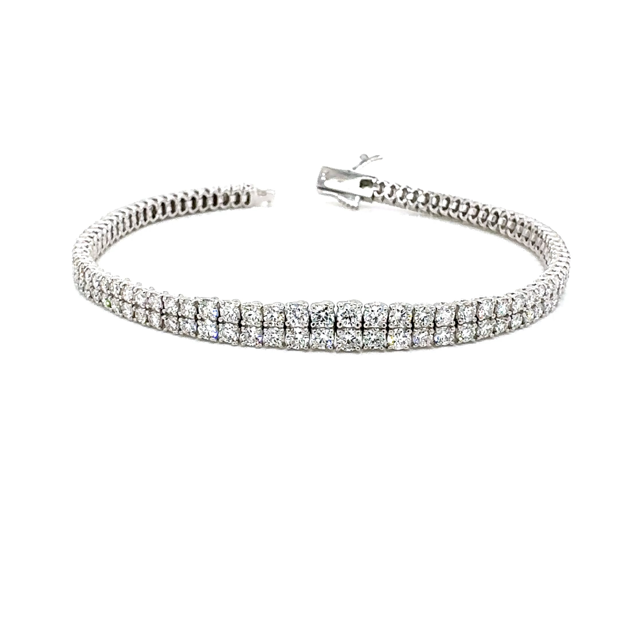 Round Diamond Graduated Bracelet, 3.17 ct., 14K White Gold, Lab Grown