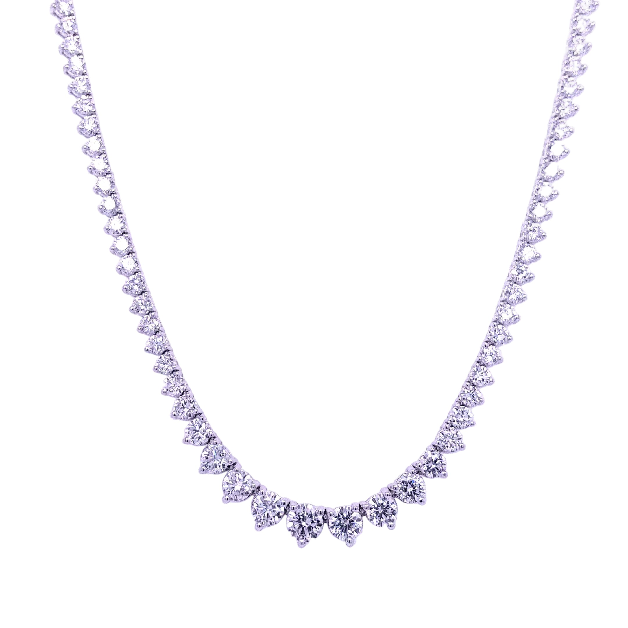Round Diamond Riviera Necklace, 11.85 ct., 14K White Gold
