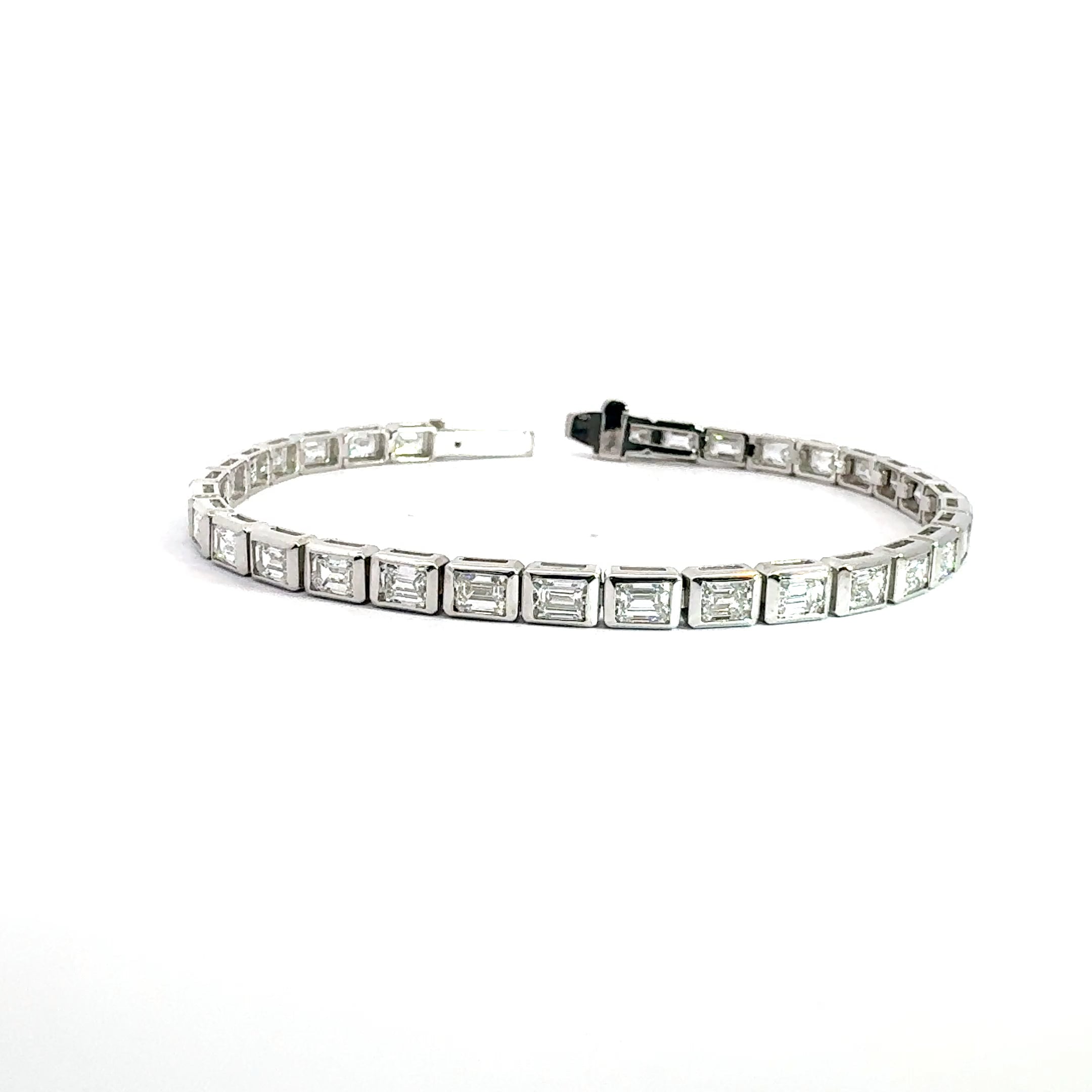 Emerald-Cut Diamond Tennis Bracelet, 7.3 ct., 14K White Gold, Lab Grown