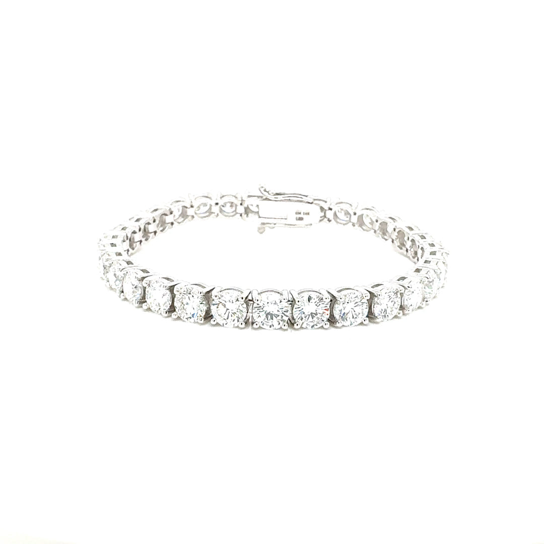 Round Diamond Tennis Bracelet, 17.92 ct., 14K White Gold, Lab Grown