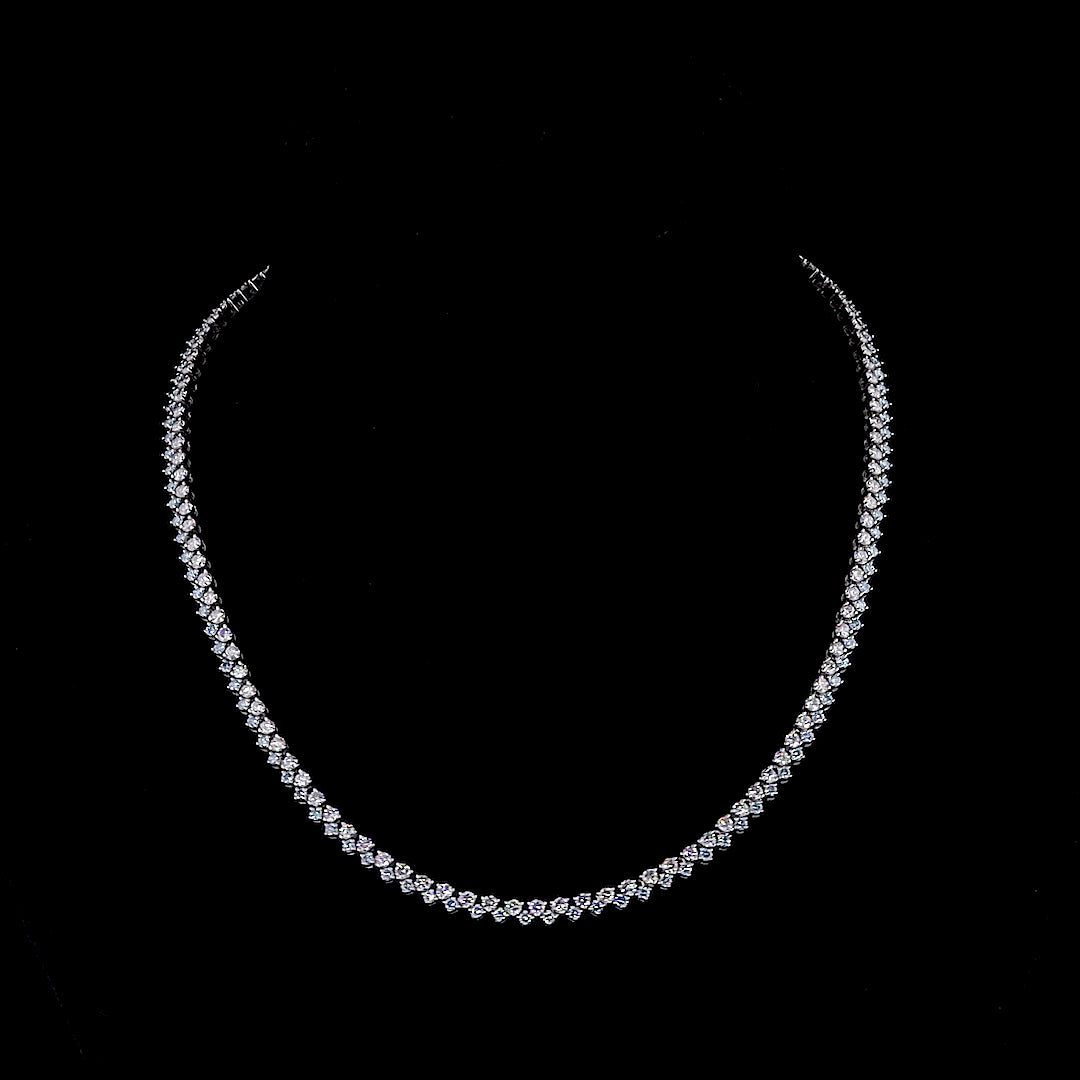 Blue Round Diamond Tennis Necklace, 9.22 ct., 14K White Gold, Lab Grown