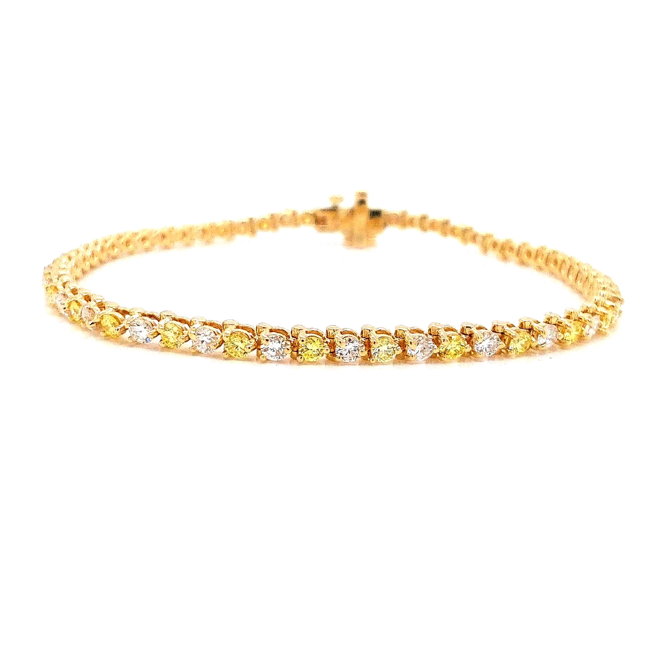 Yellow Round Diamond Tennis Bracelet, 3.1 ct., 14K Yellow Gold, Lab Grown