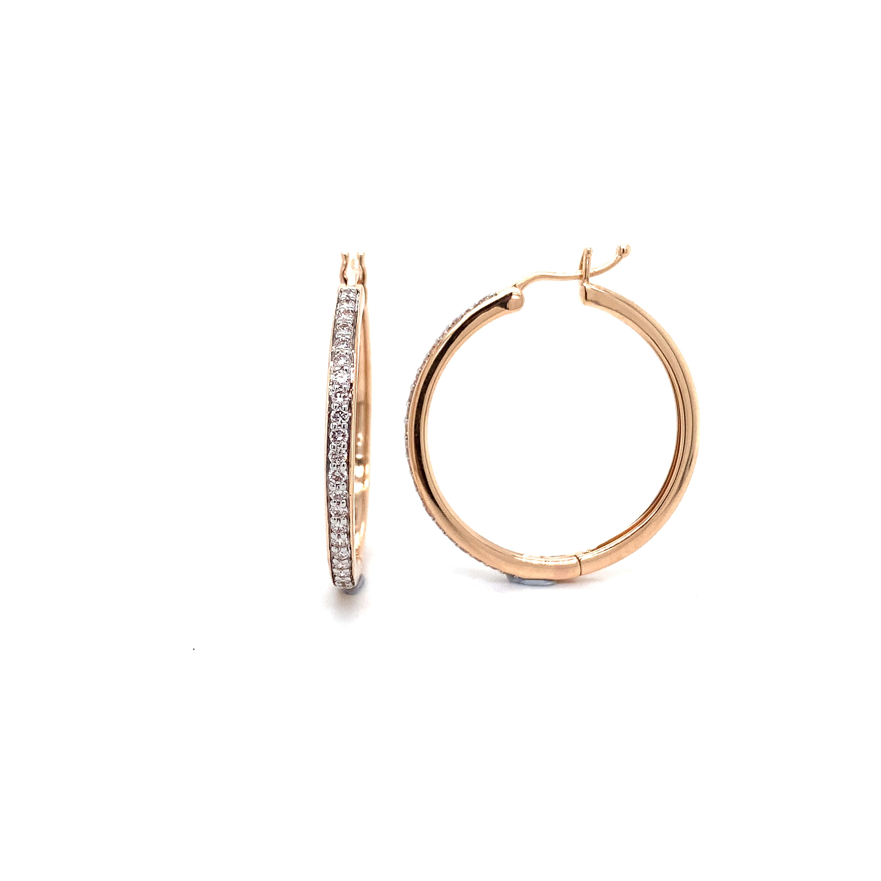 Round Diamond Hoop Earrings, 0.43 ct., 14K Rose Gold