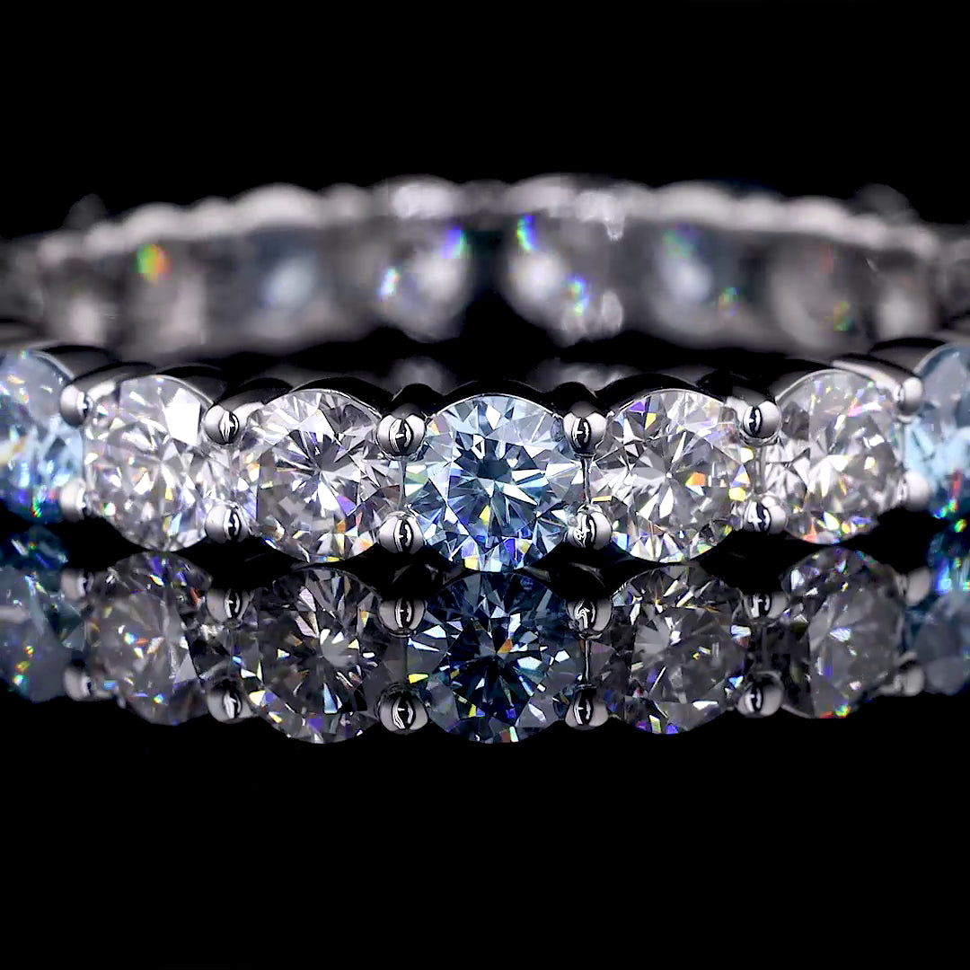 Blue Round Diamond Eternity Band, 2.12 ct., 14K White Gold, Lab Grown