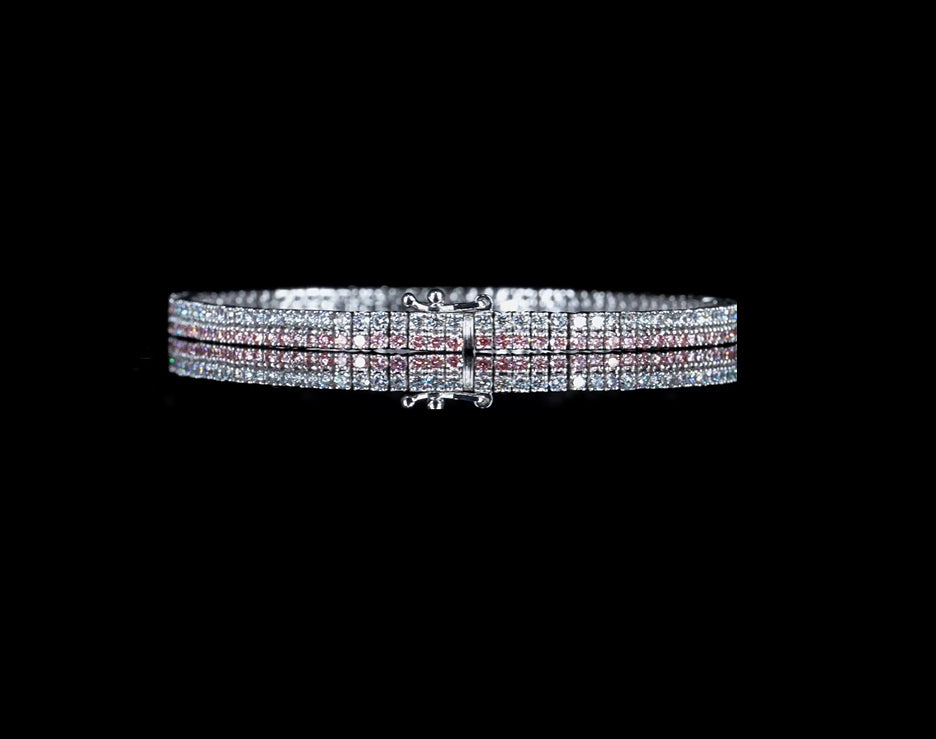 Pink Round Diamond Tennis Bracelet, 3.75 ct., 14K White Gold, Lab Grown
