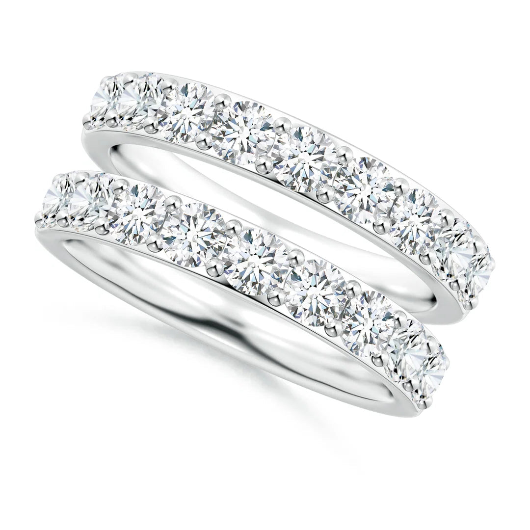 Diamond Double Shank Wedding Ring in white gold, 3.1mm stone F-G VS lab-grown diamond