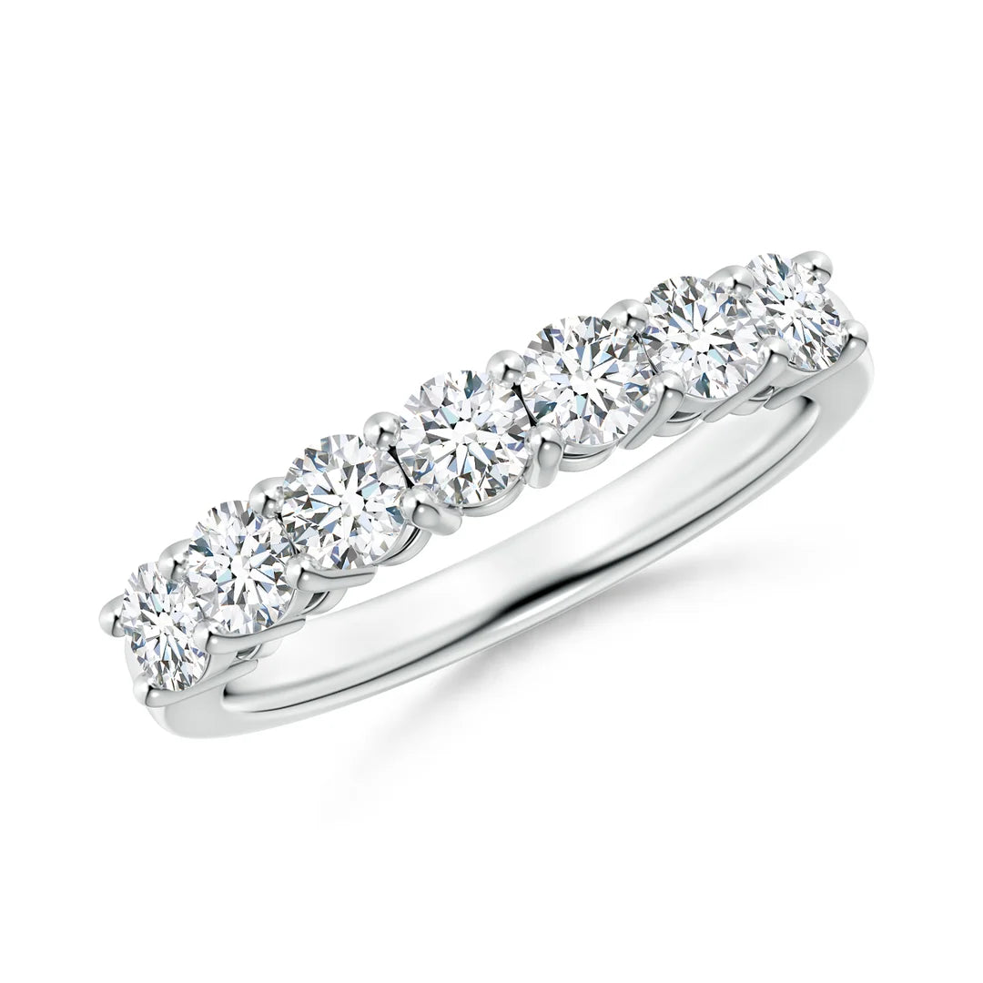 Prong-Set Round Seven Stone Diamond Wedding Ring