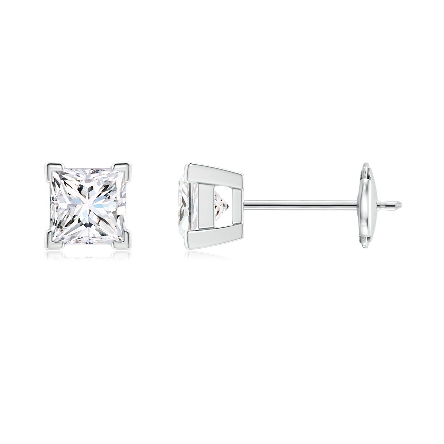 Diamond Solitaire Stud Earrings, Princess-Cut