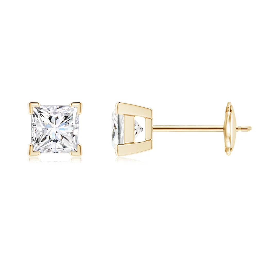 Diamond Solitaire Stud Earrings, Princess-Cut